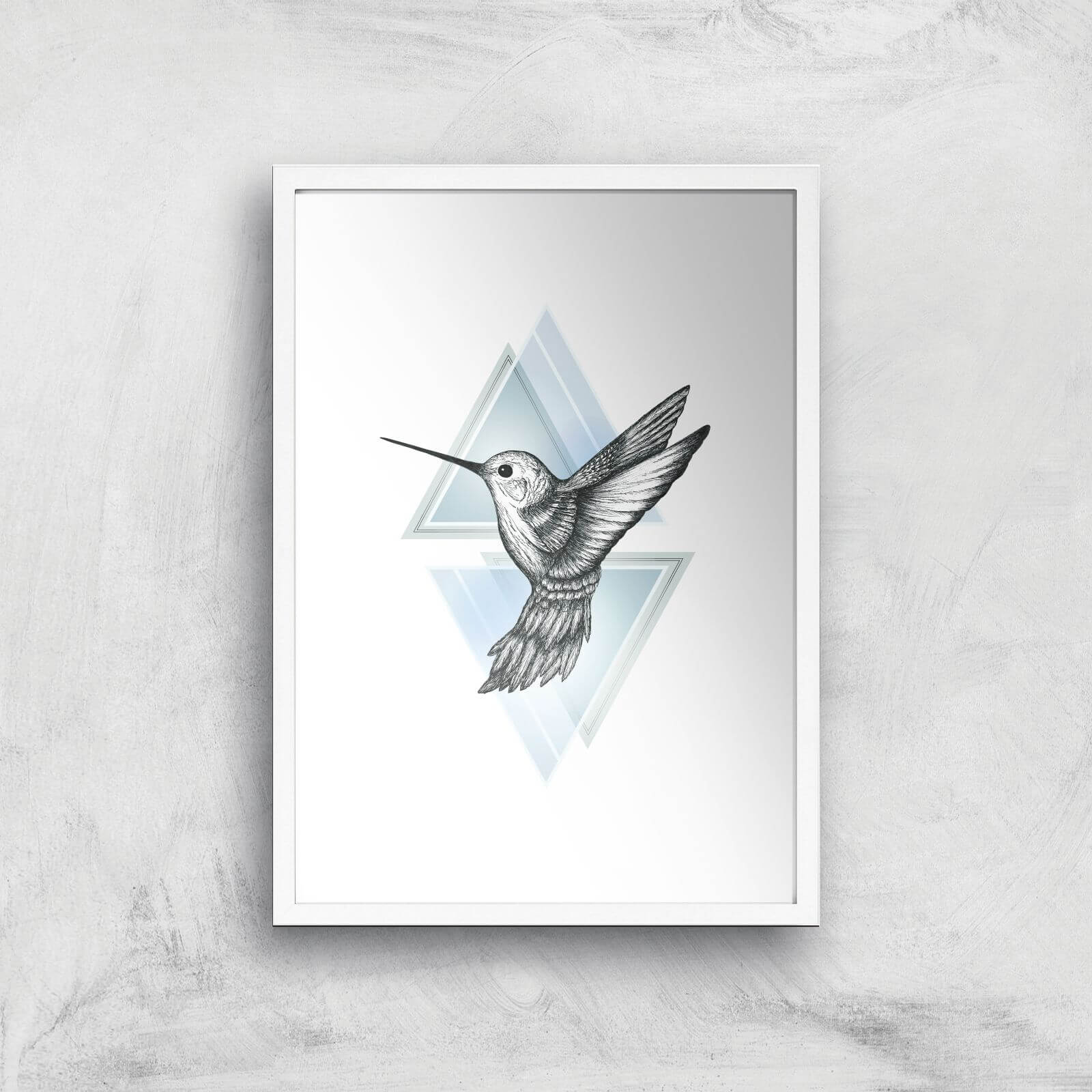 Hummingbird Art Print - A3 - White Frame