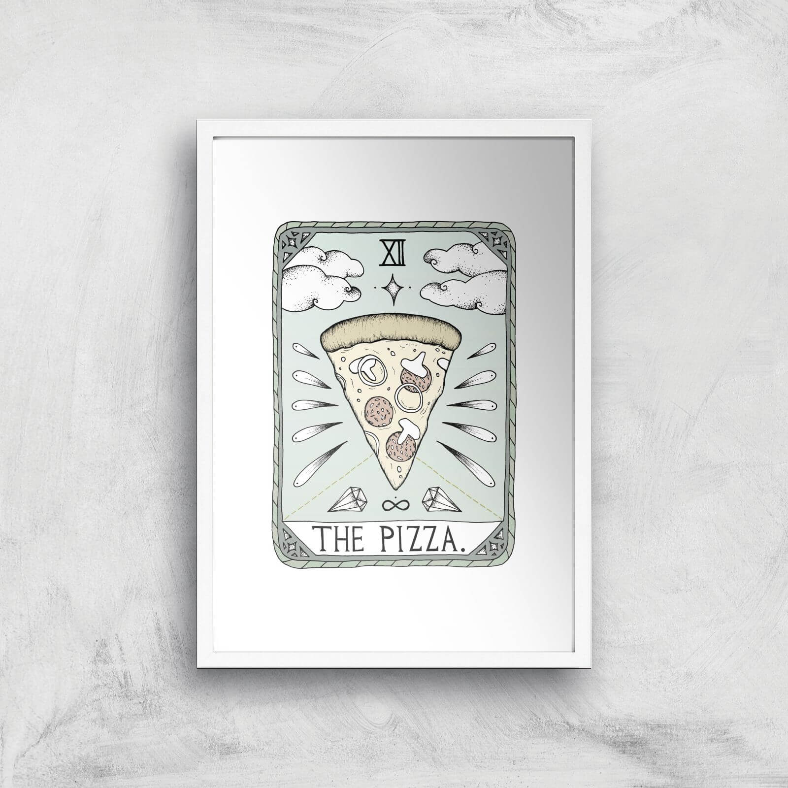 The Pizza Art Print - A3 - White Frame