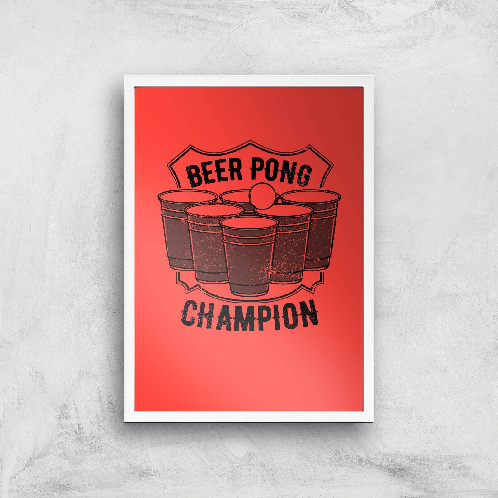 Beer Pong Champion Art Print - A3 - White Frame
