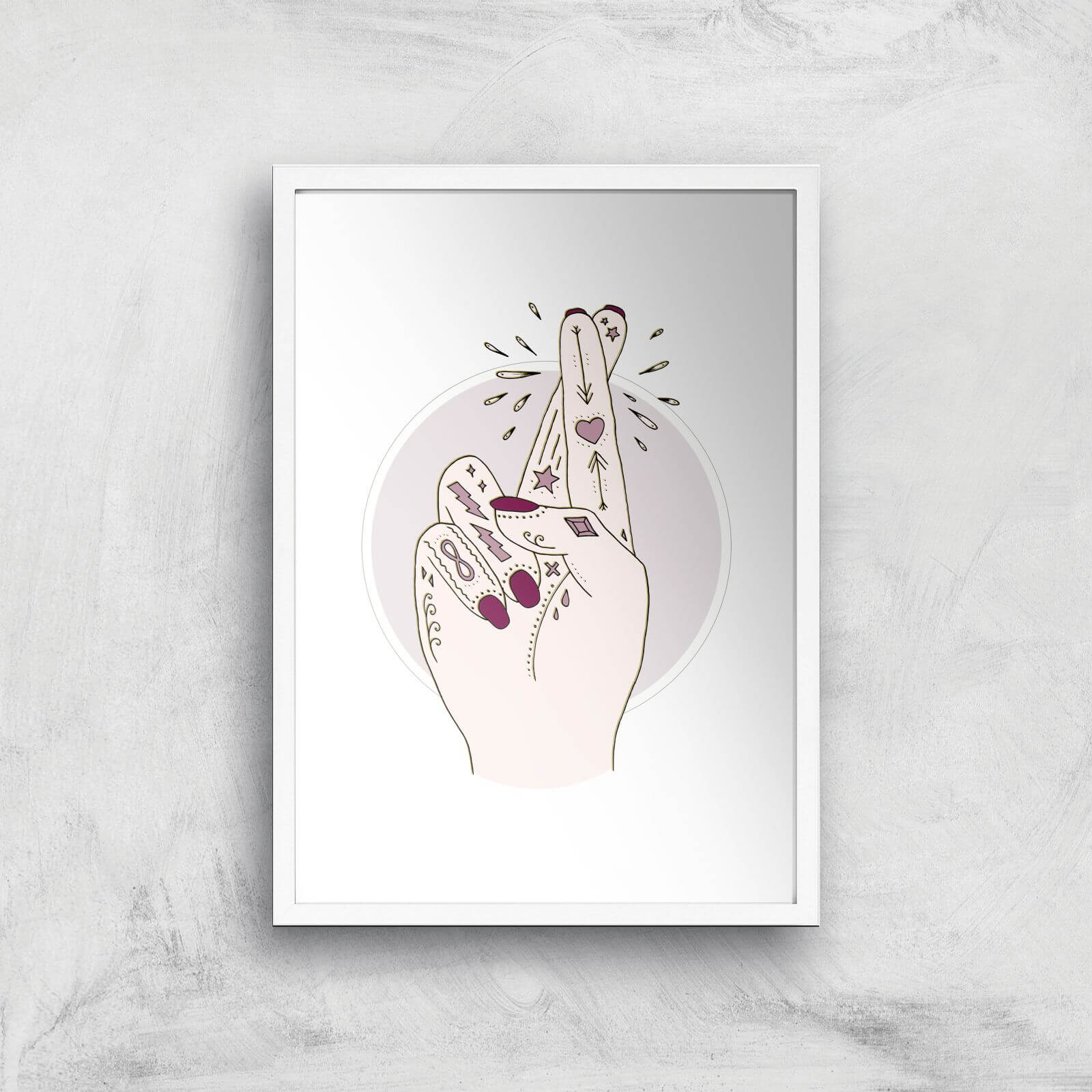 Fingers Crossed Art Print - A3 - White Frame
