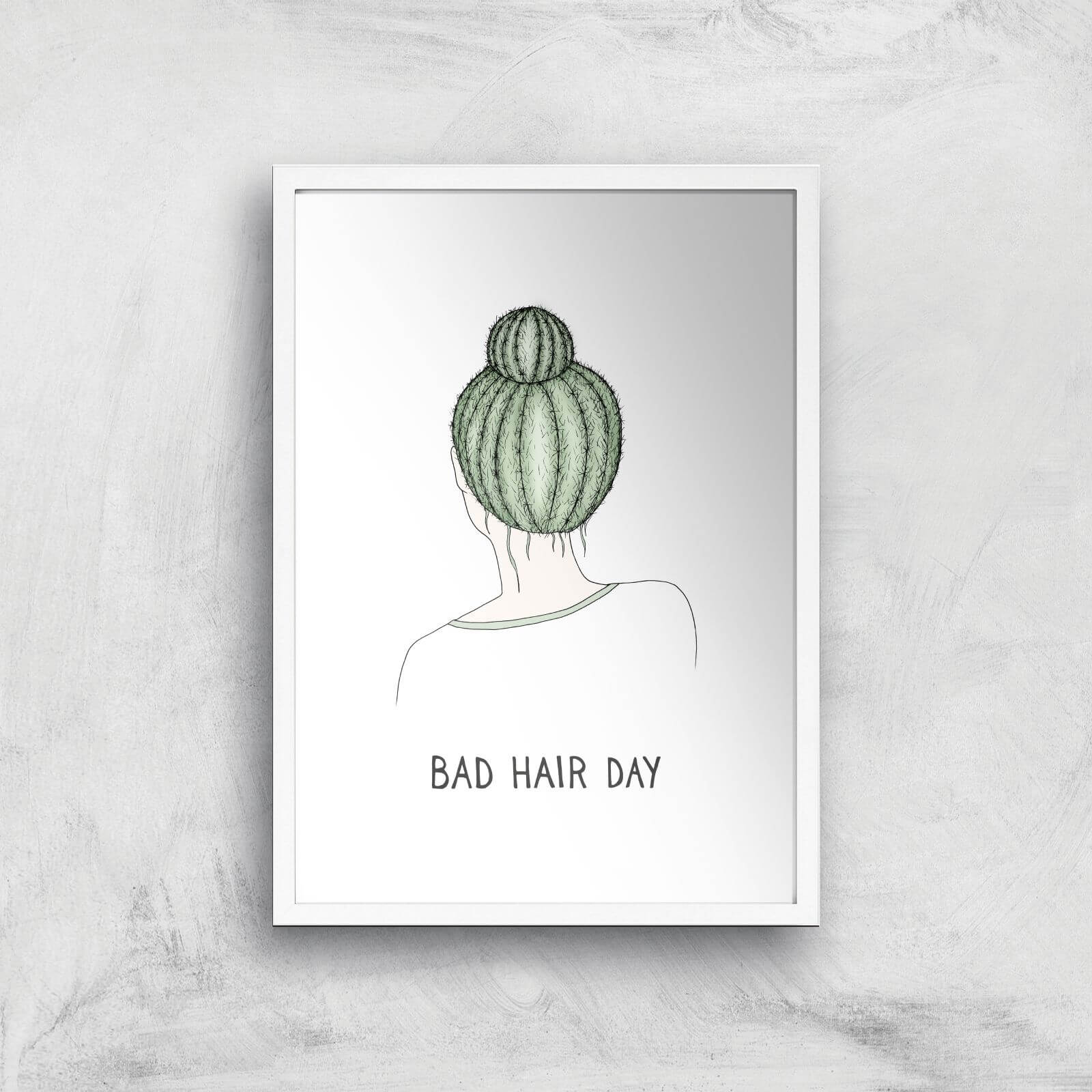 Bad Hair Day Art Print - A3 - White Frame