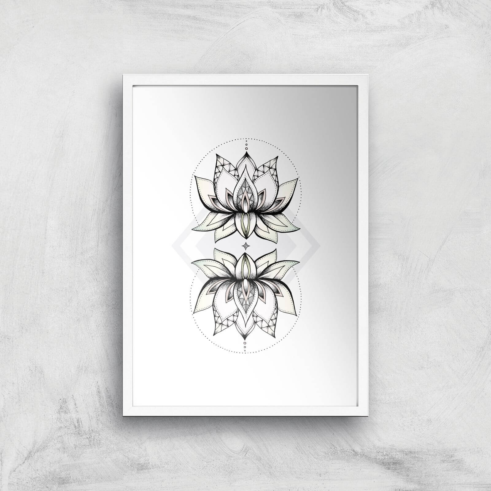 Lotus Art Print - A3 - White Frame