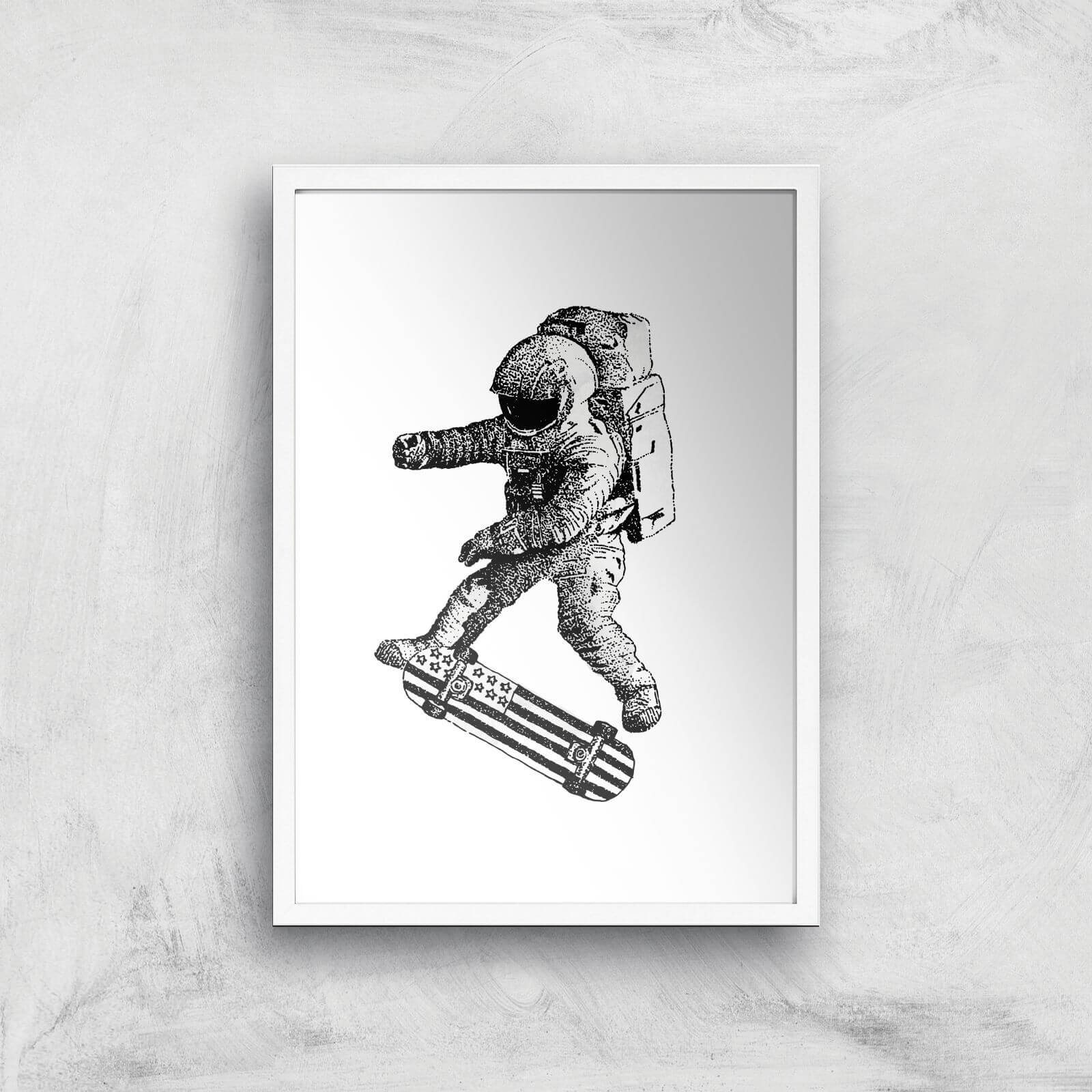 Kickflip In Space Art Print - A3 - White Frame