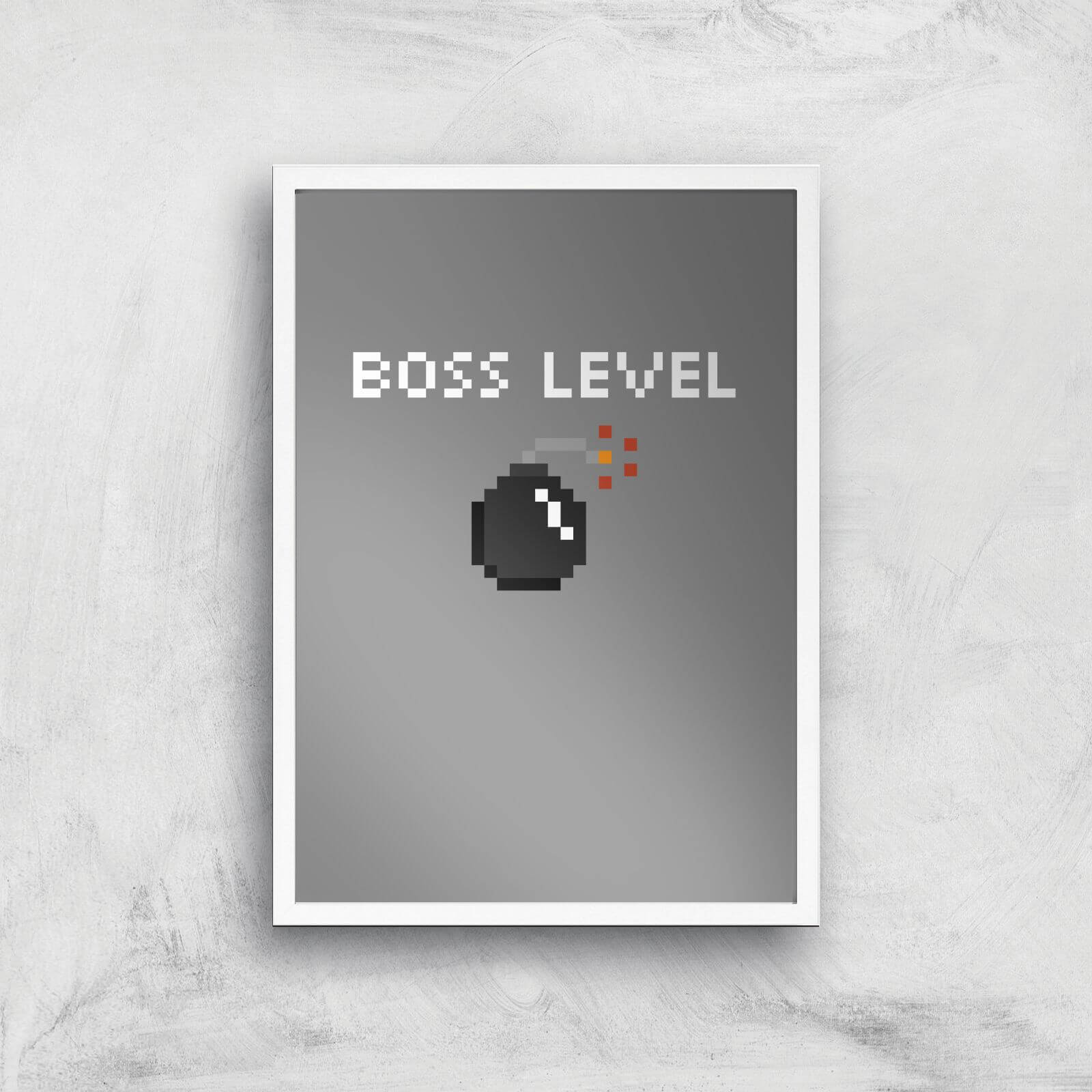 Boss Level Gaming Art Print - A3 - White Frame