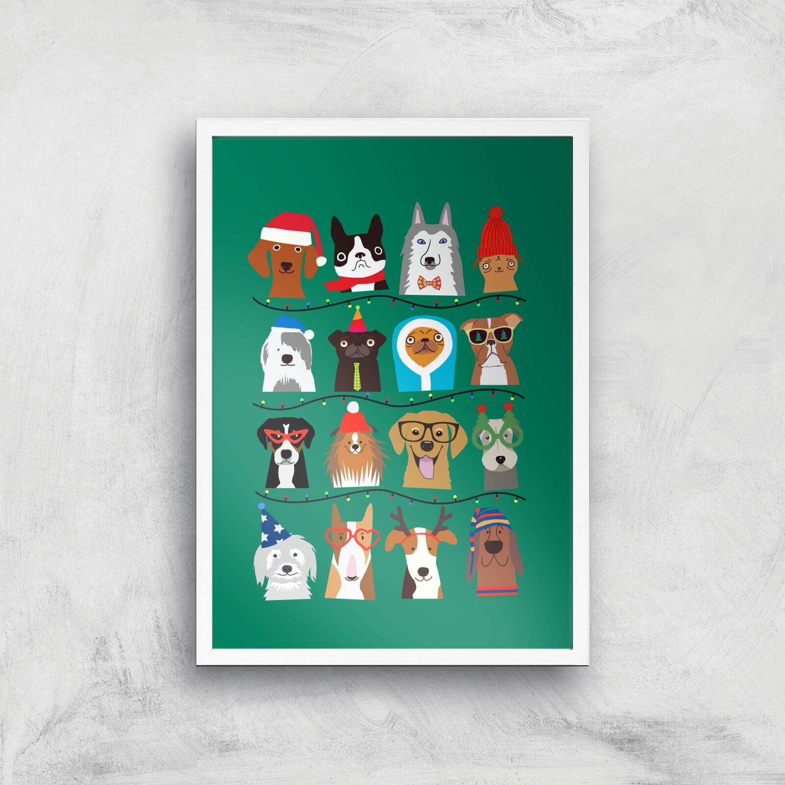 Merry Dogmas Art Print - A3 - White Frame