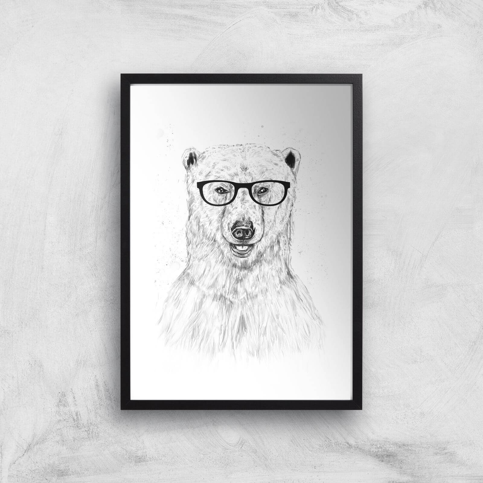 Balazs Solti Polar Bear and Glasses Art Print - A3 - Black Frame