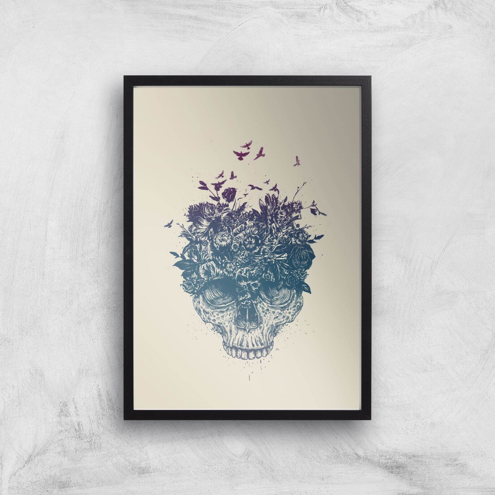 Balazs Solti Skulls and Flowers Art Print - A3 - Black Frame