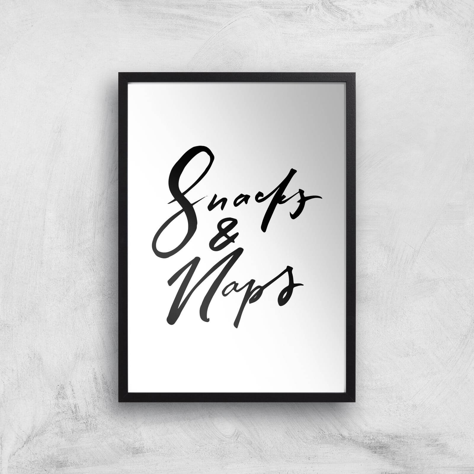 PlanetA444 Snacks and Naps Art Print - A3 - Black Frame