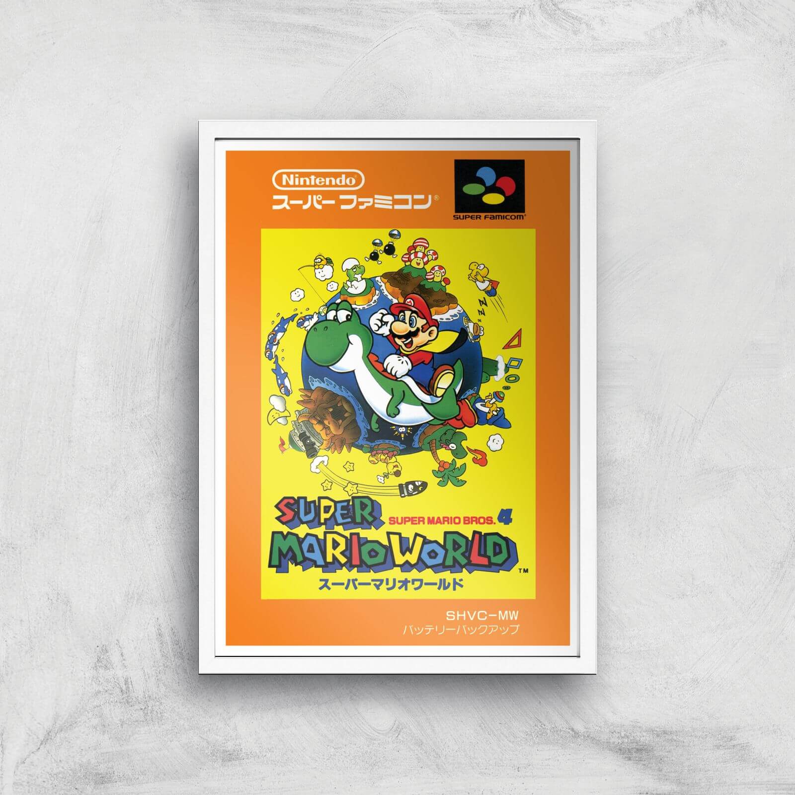Nintendo Super Mario World Retro Cover Art Print - A3 - White Frame
