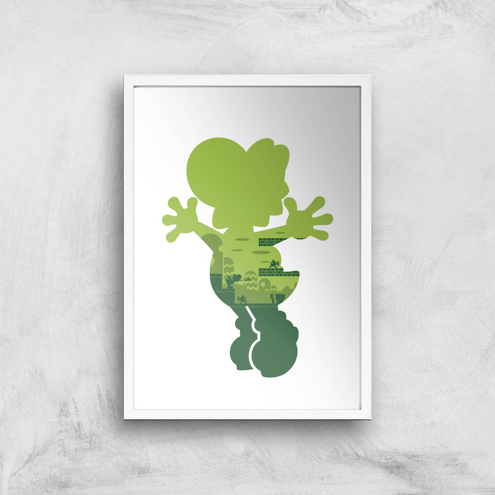 Nintendo Super Mario Yoshi Silhouette Art Print - A3 - White Frame