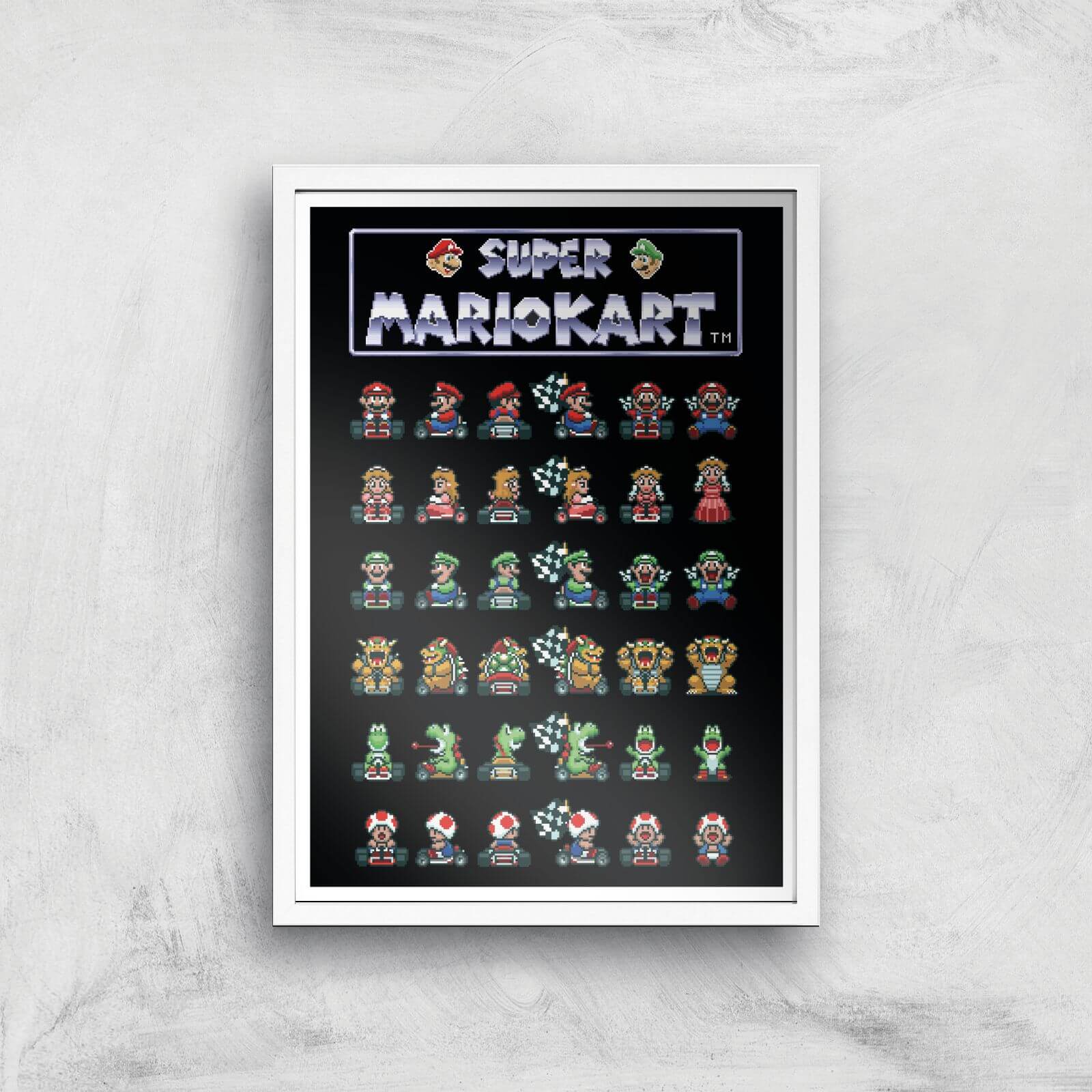 Nintendo Retro Racer Art Print - A3 - White Frame