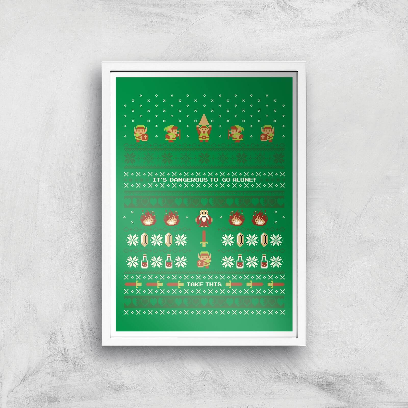 Nintendo It's Dangerous To Go Alone Art Print - A3 - White Frame