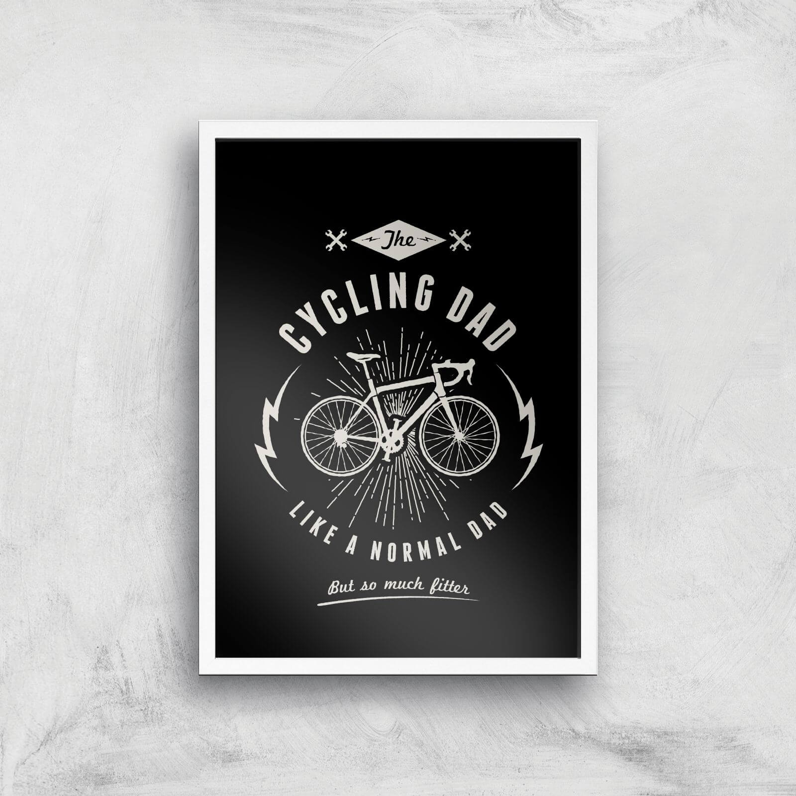 Cycling Dad Art Print - A3 - White Frame