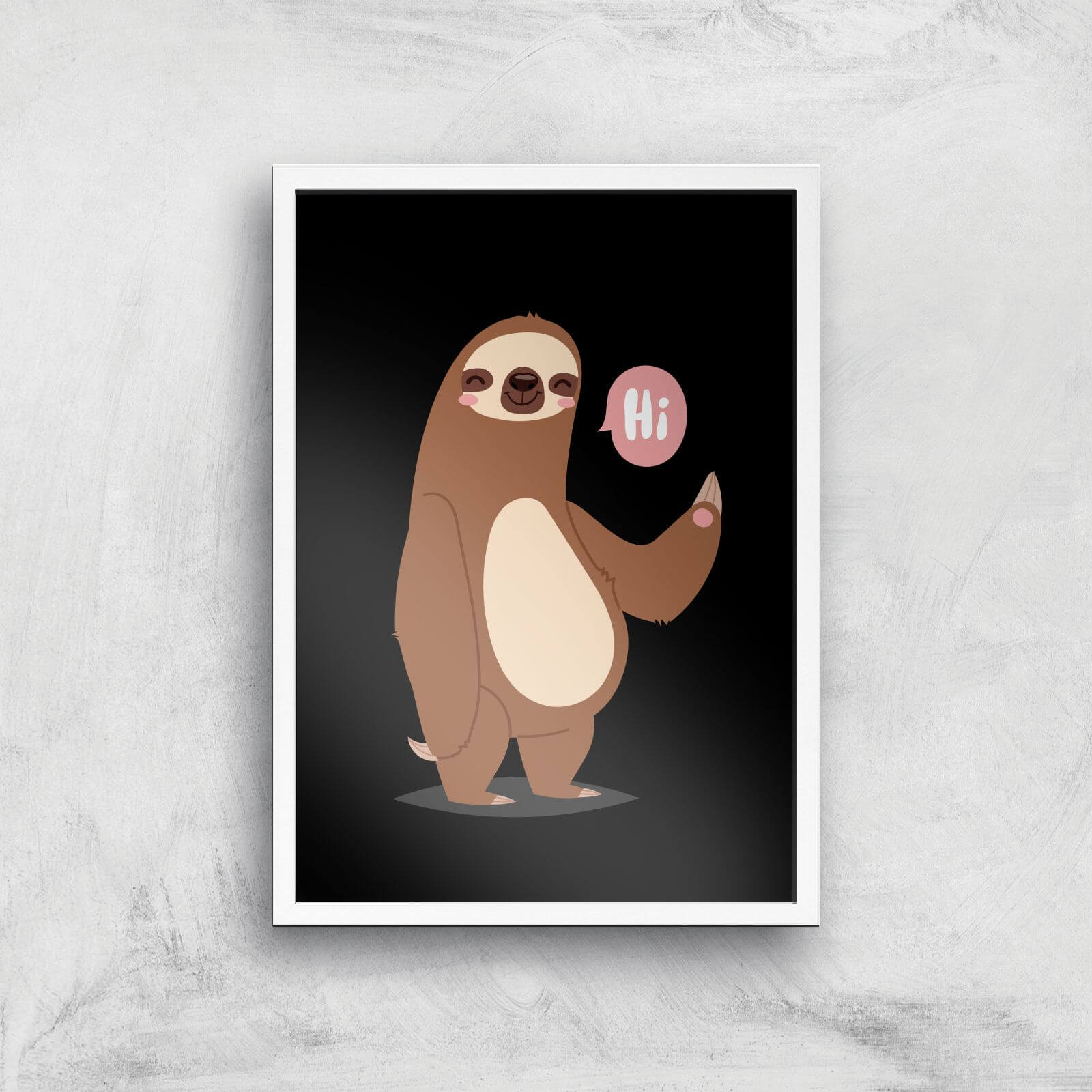 Sloth Hi Art Print - A3 - White Frame