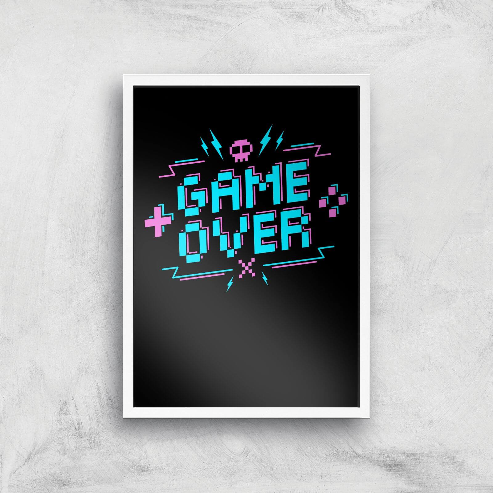Game Over Gaming Art Print - A3 - White Frame