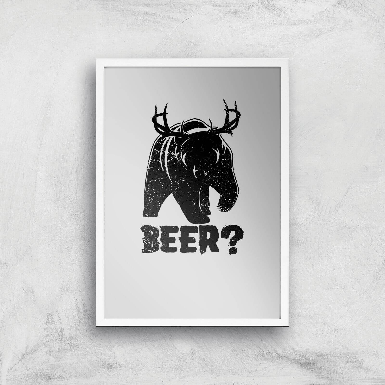 Beer Bear Deer Art Print - A3 - White Frame