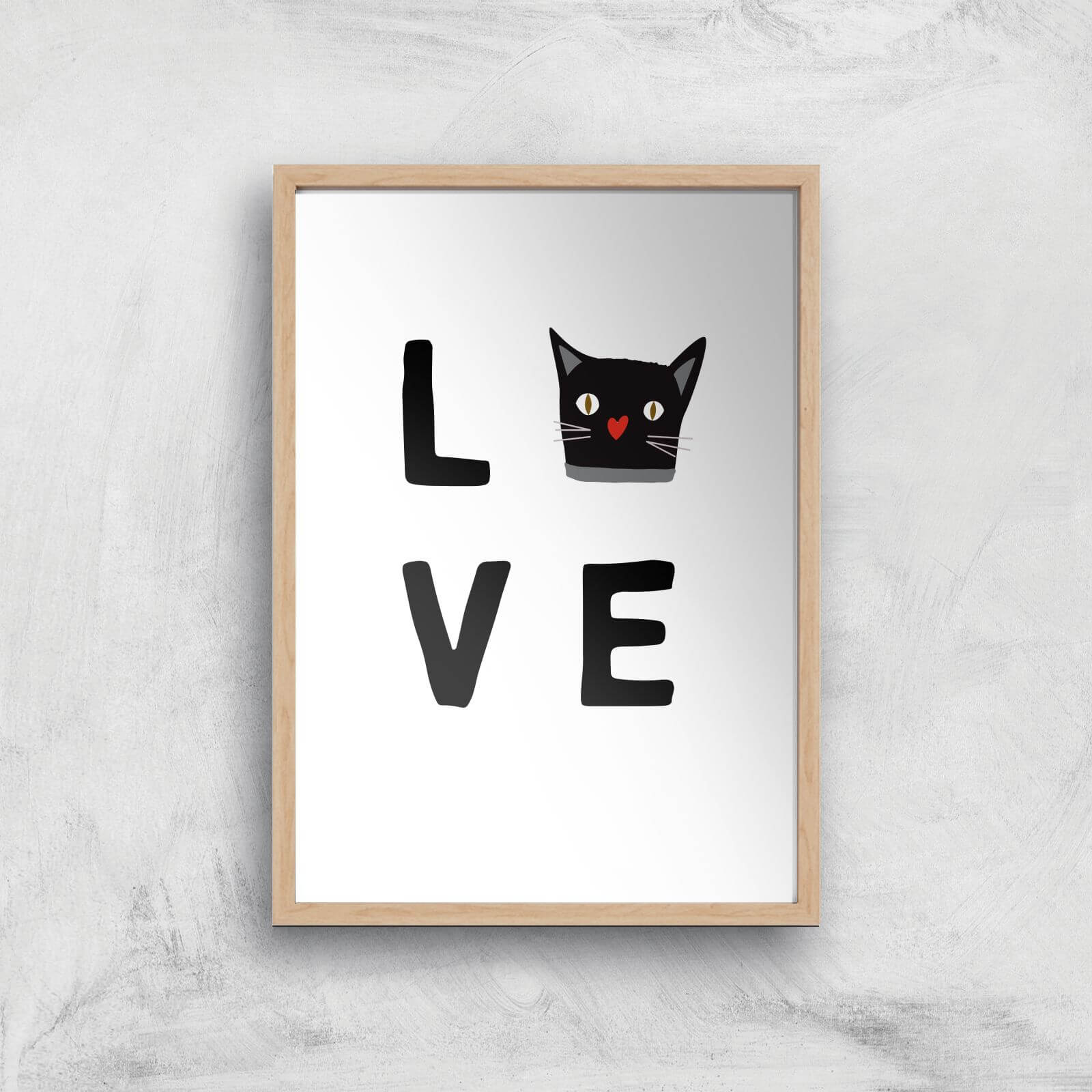 Cat Love Art Print - A3 - Wood Frame
