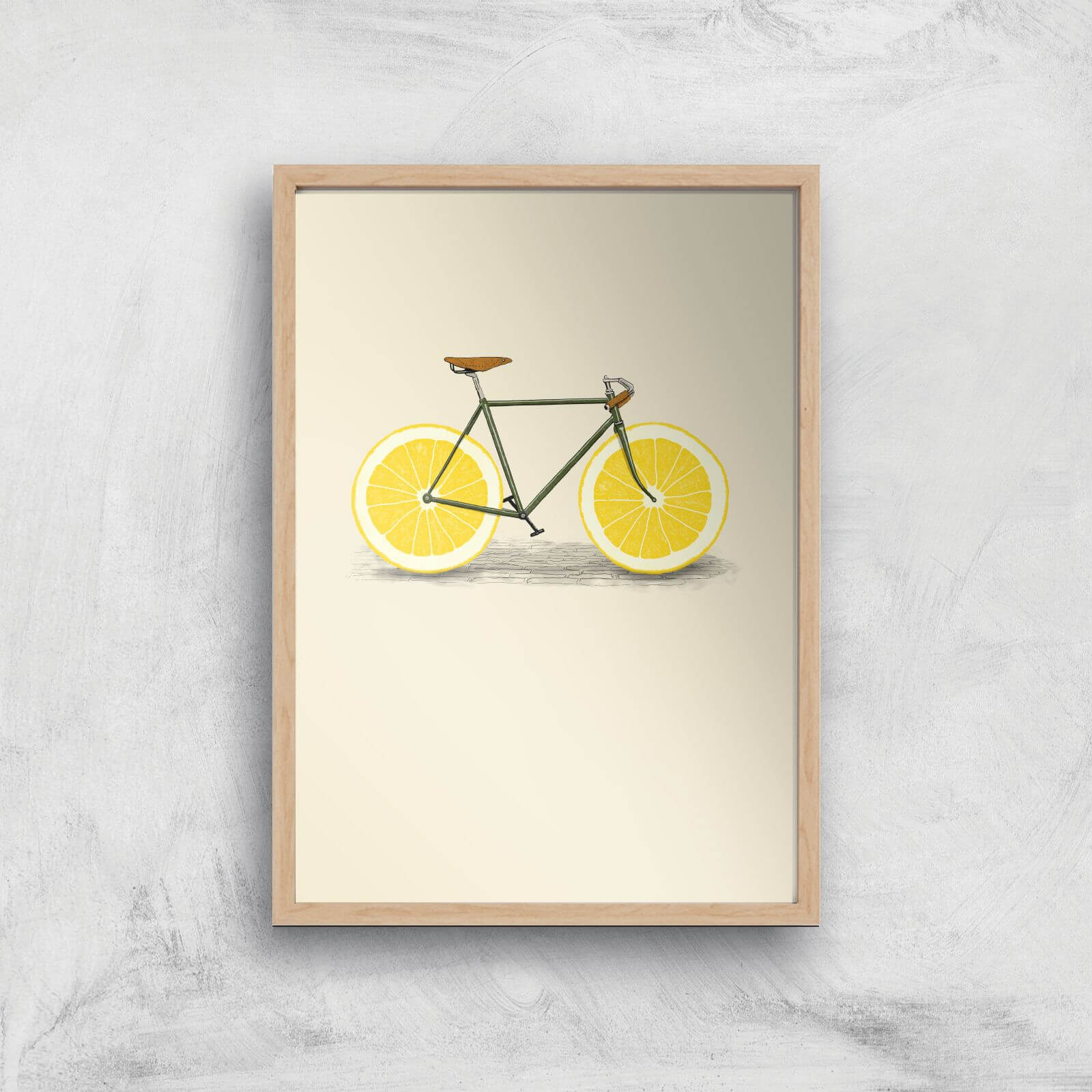 Citrus Lemon Art Print - A3 - Wood Frame