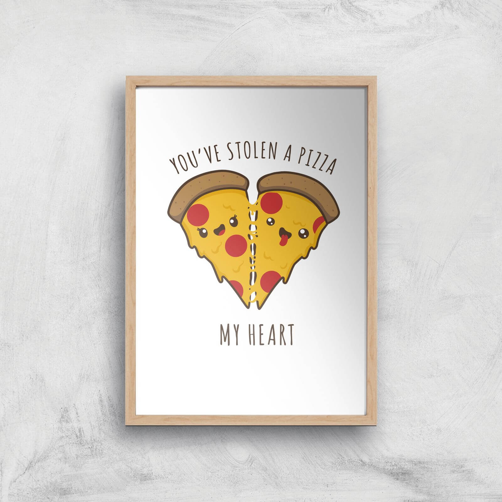 A Pizza My Heart Art Print - A3 - Wood Frame