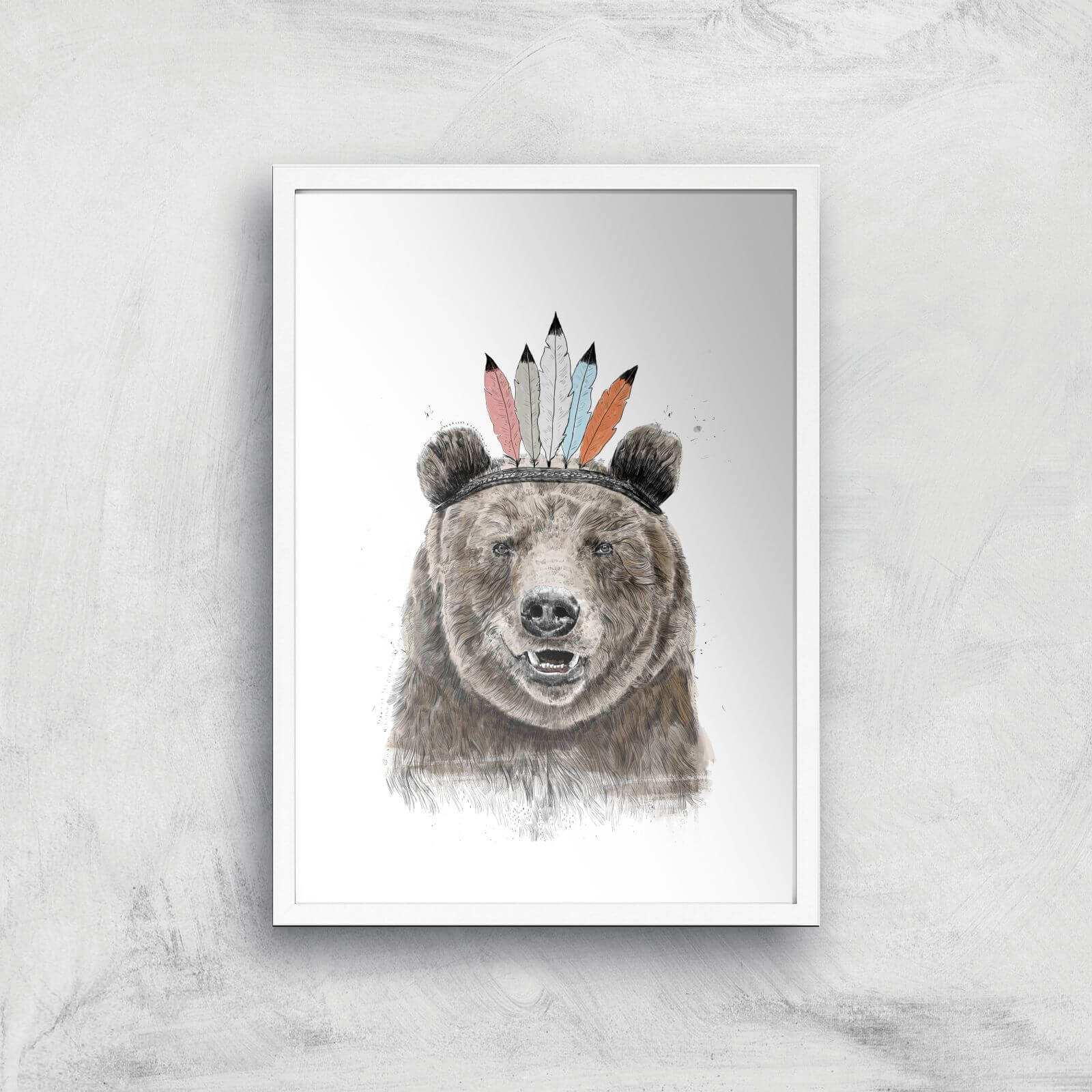 Balazs Solti Native Bear Art Print - A3 - White Frame
