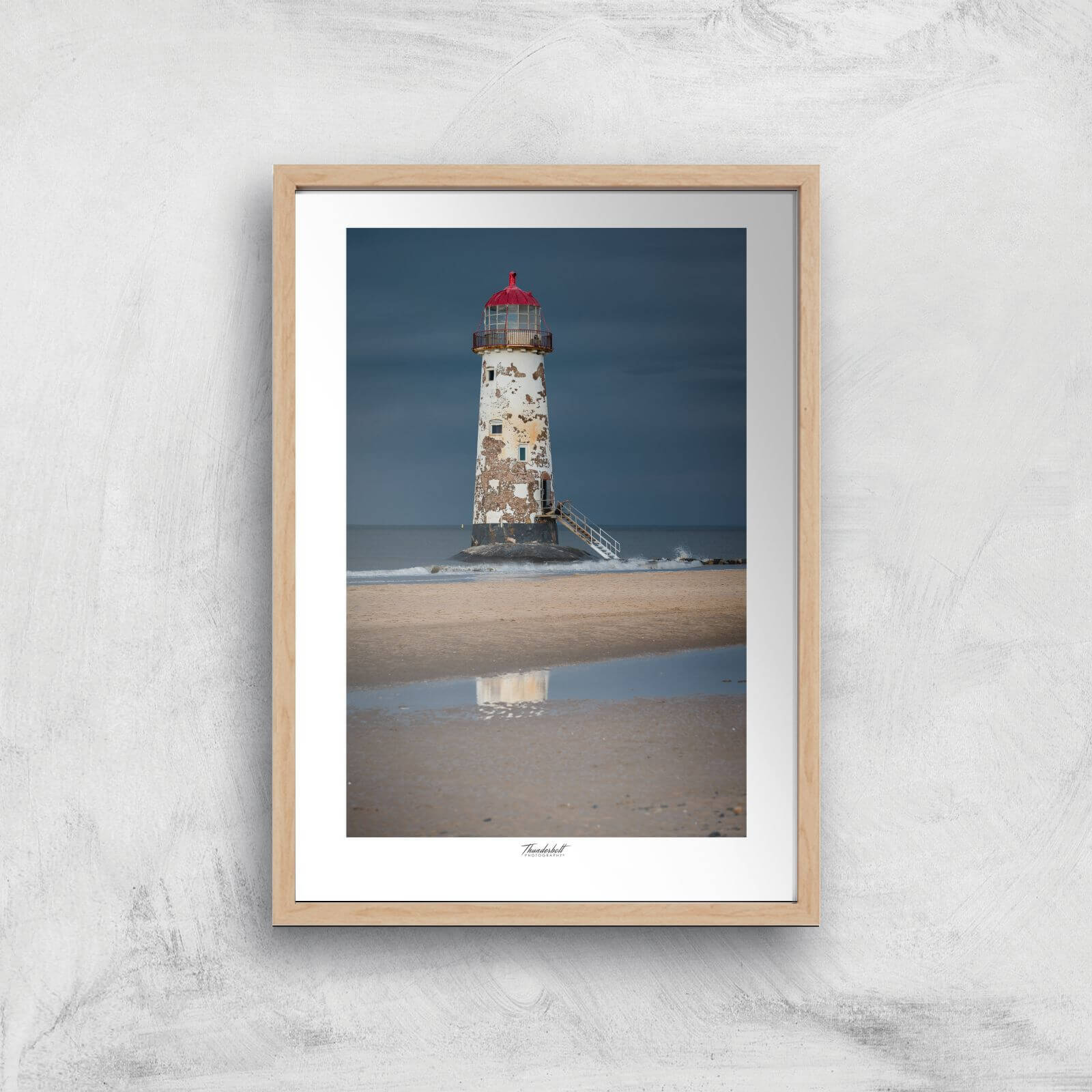 Talacre Lighthouse Giclée Art Print - A4 - Wooden Frame