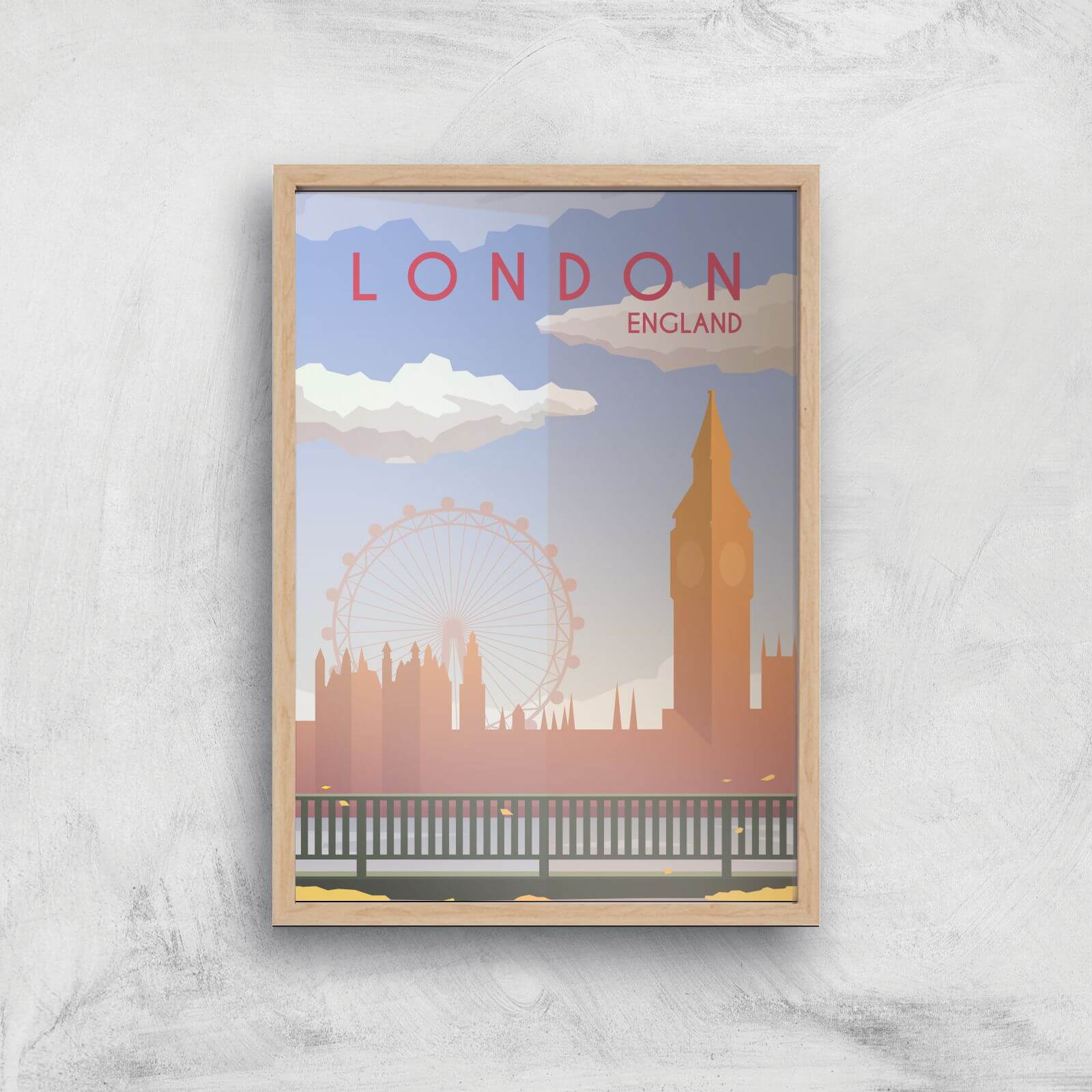 Visit... London Giclée Art Print - A3 - Wooden Frame