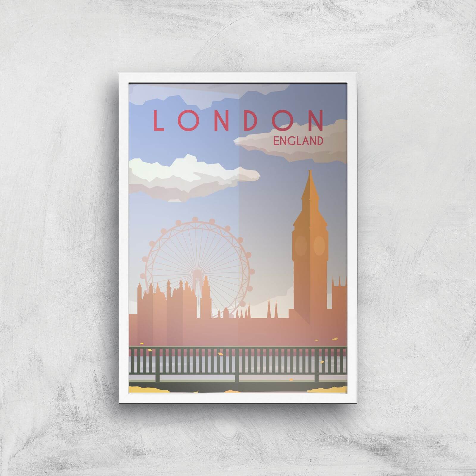 Visit... London Giclée Art Print - A3 - White Frame
