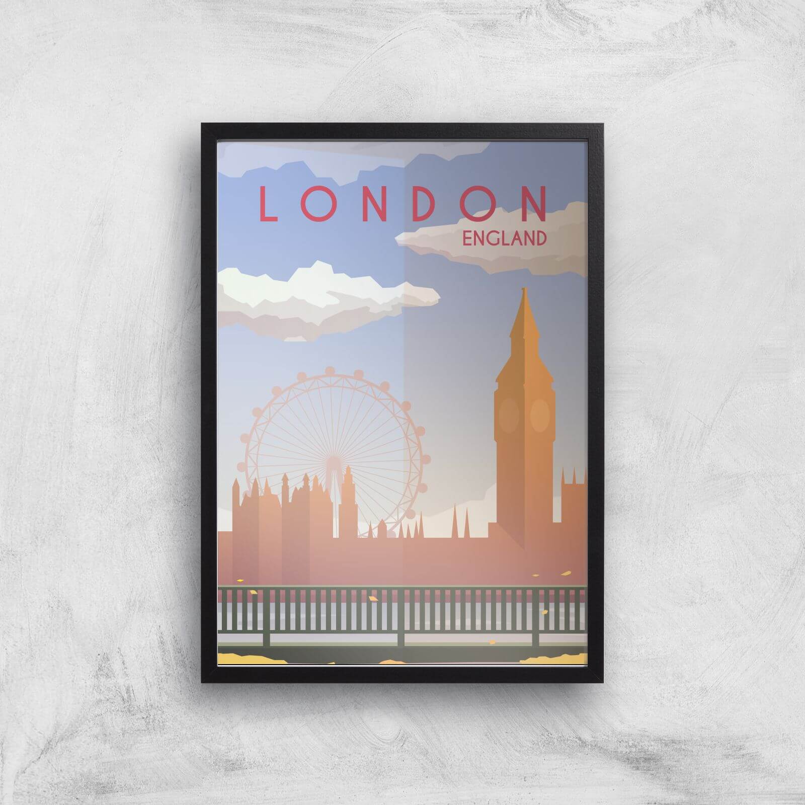 Visit... London Giclée Art Print - A2 - Black Frame