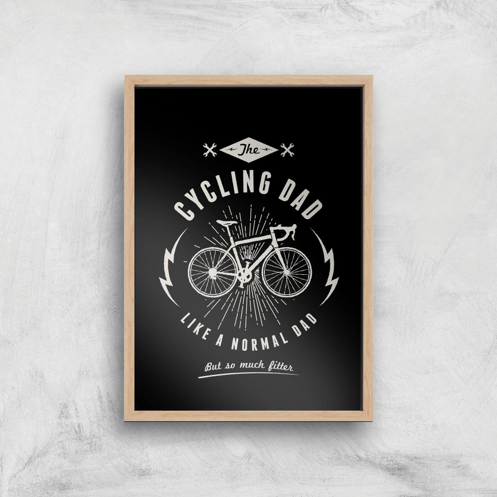 Cycling Dad Art Print - A3 - Wood Frame