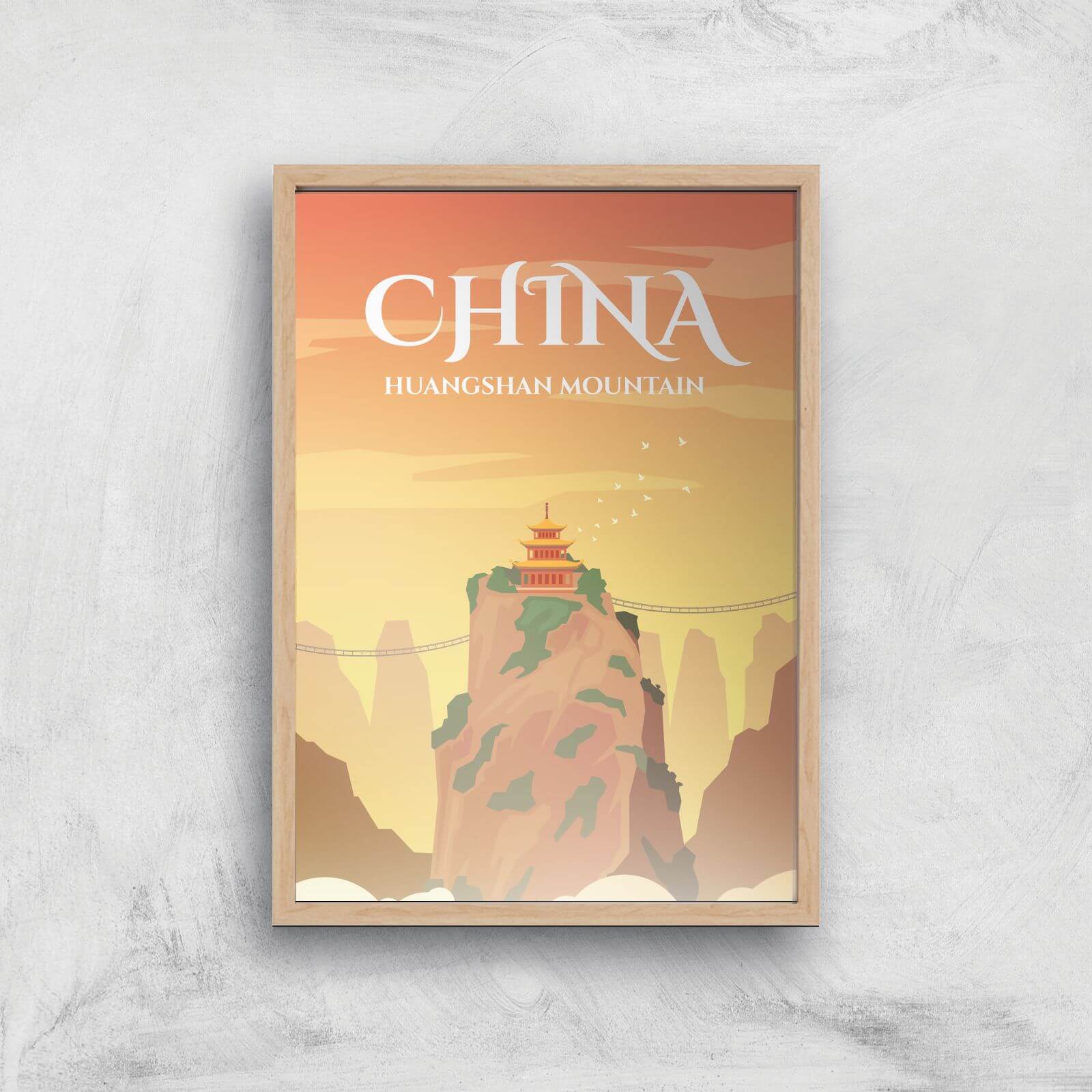 Visit... China Giclée Art Print - A3 - Wooden Frame