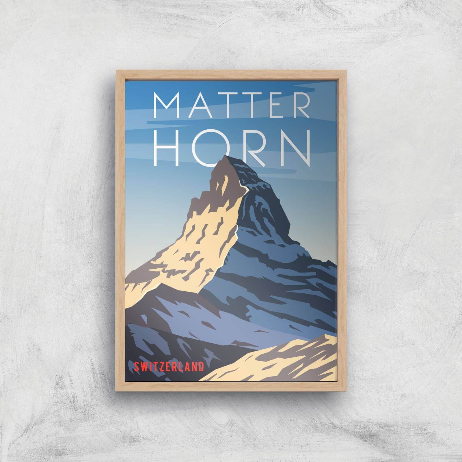 Visit... Matterhorn Giclée Art Print - A3 - Wooden Frame