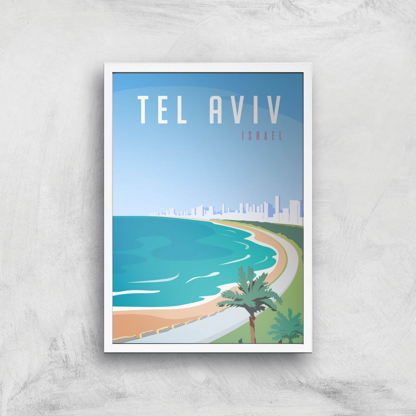 Visit... Tel Aviv Giclée Art Print - A2 - White Frame