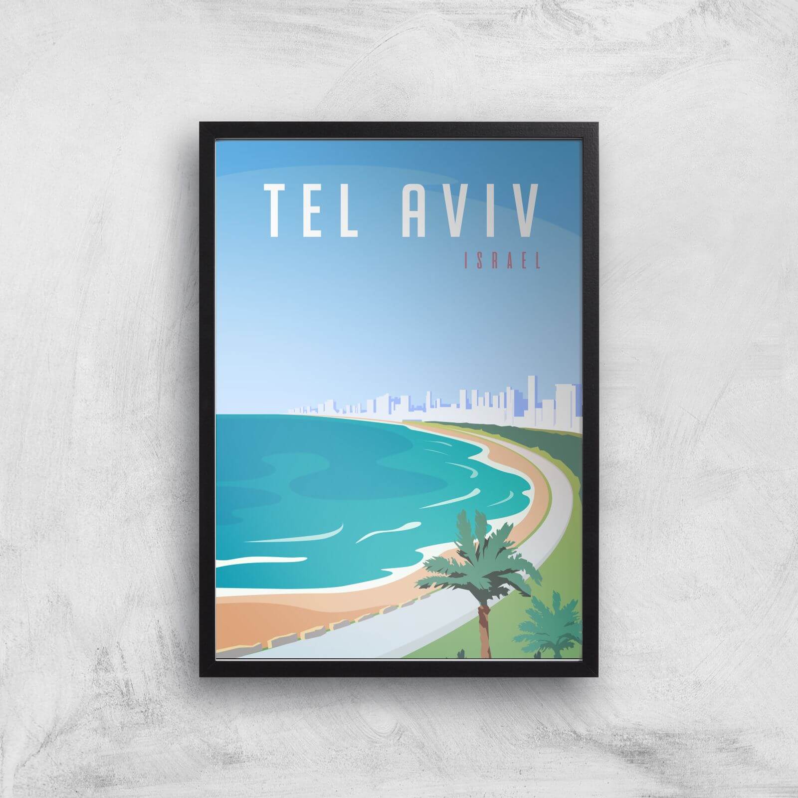 Visit... Tel Aviv Giclée Art Print - A2 - Black Frame
