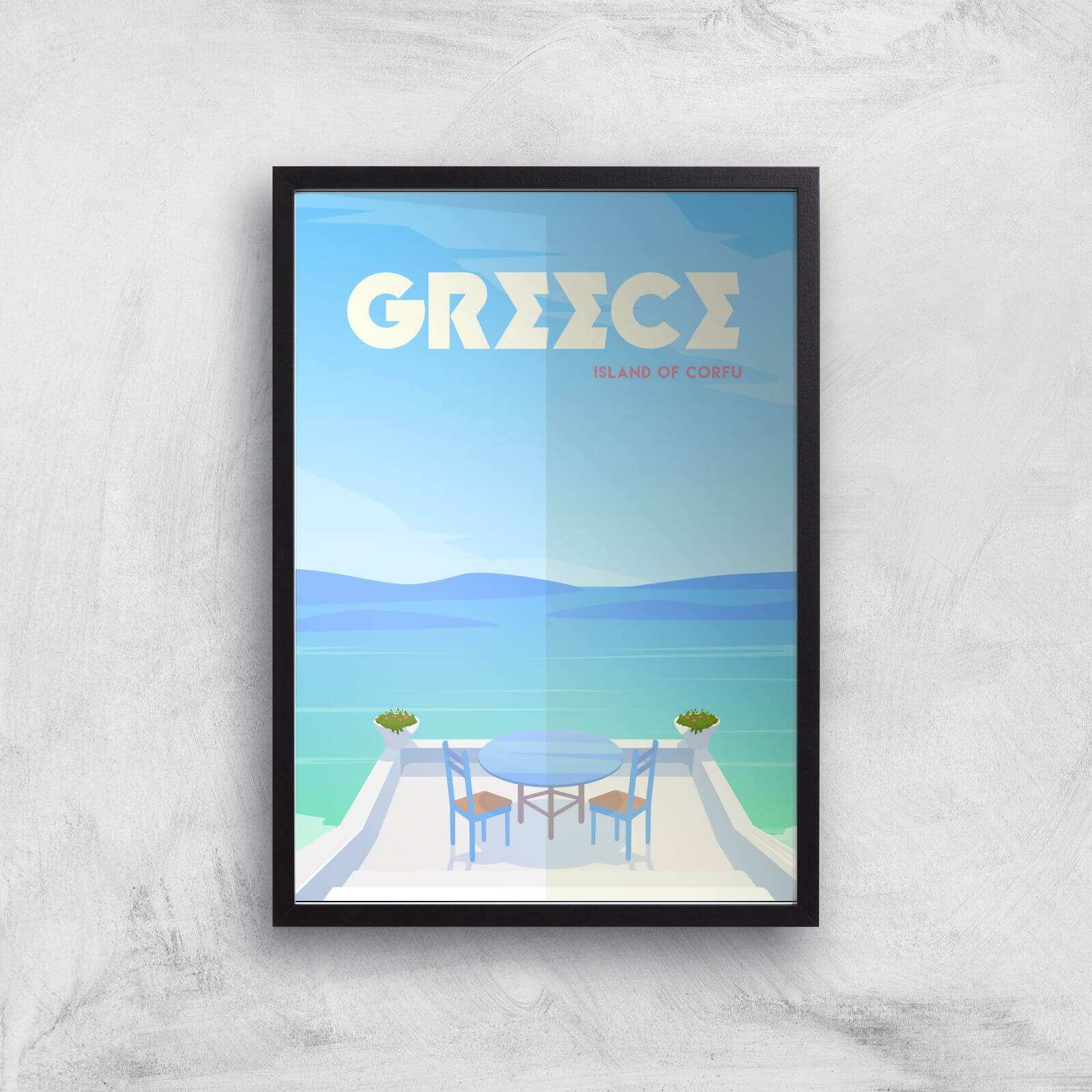 Visit... Greece Giclée Art Print - A3 - Black Frame