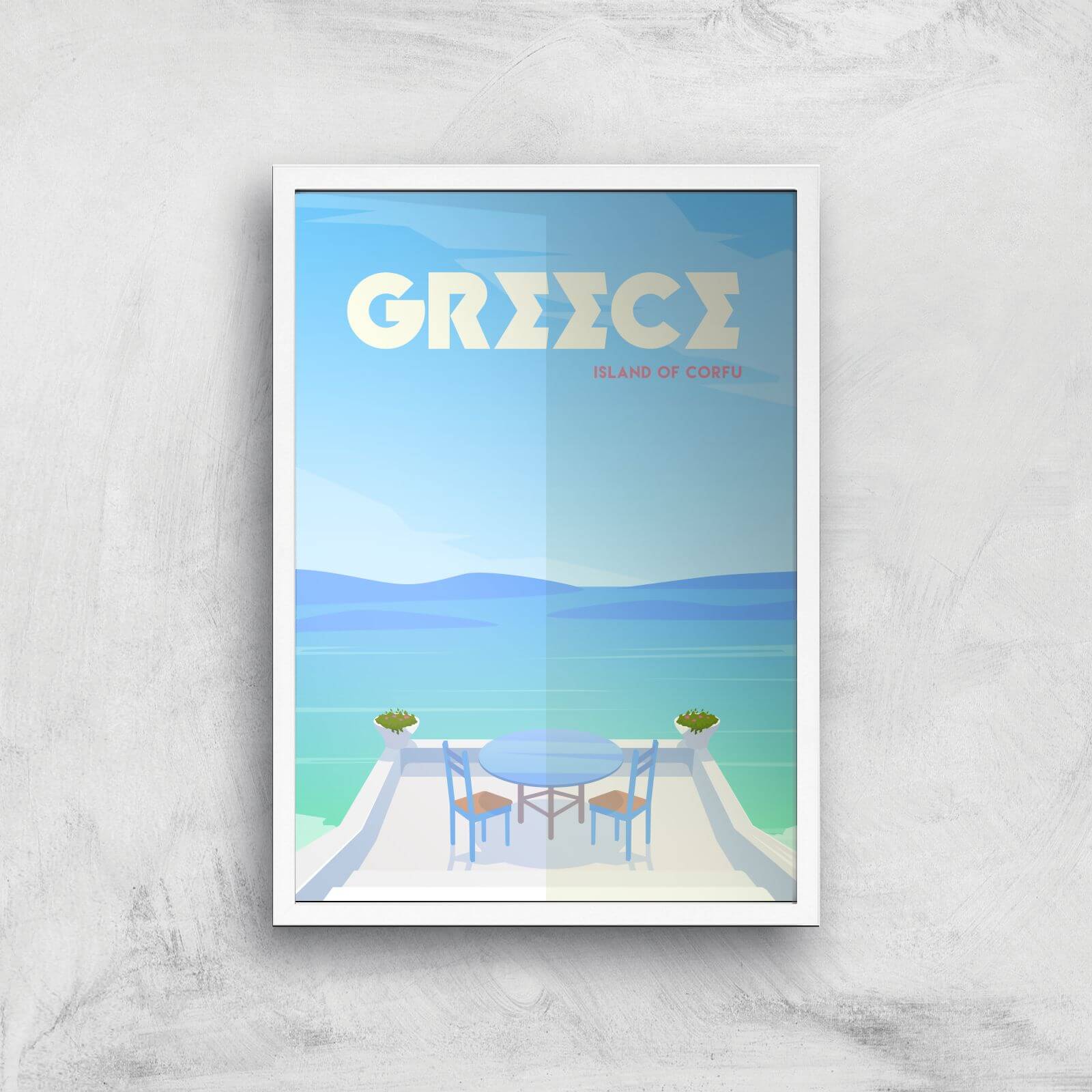 Visit... Greece Giclée Art Print - A2 - White Frame