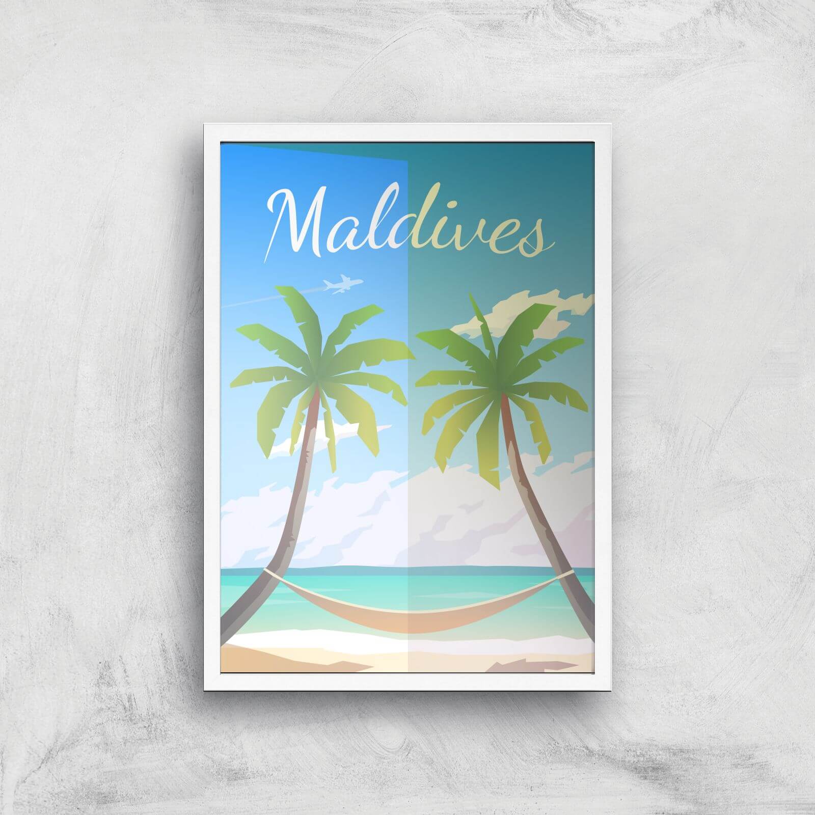 Visit... Maldives Giclée Art Print - A3 - White Frame