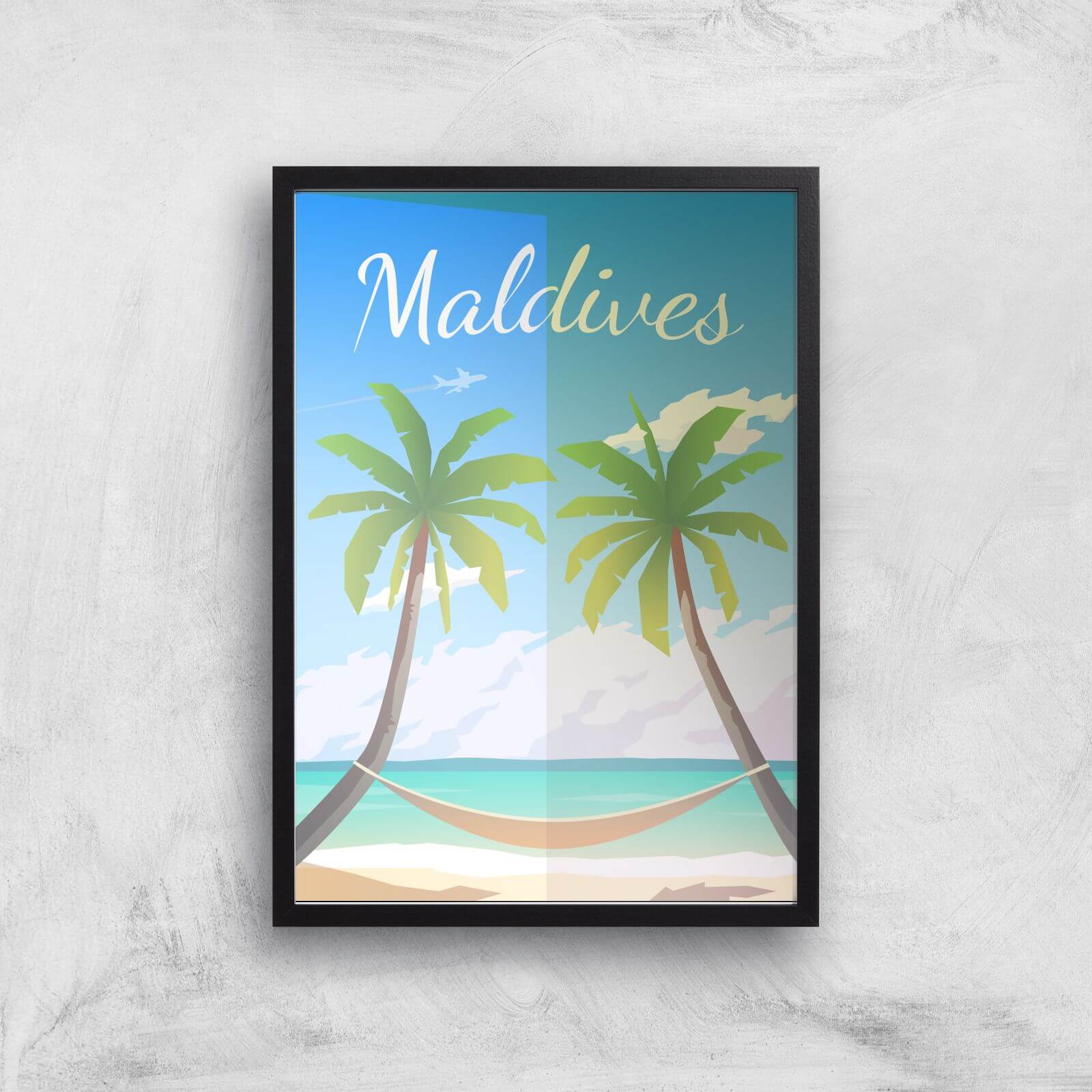 Visit... Maldives Giclée Art Print - A3 - Black Frame