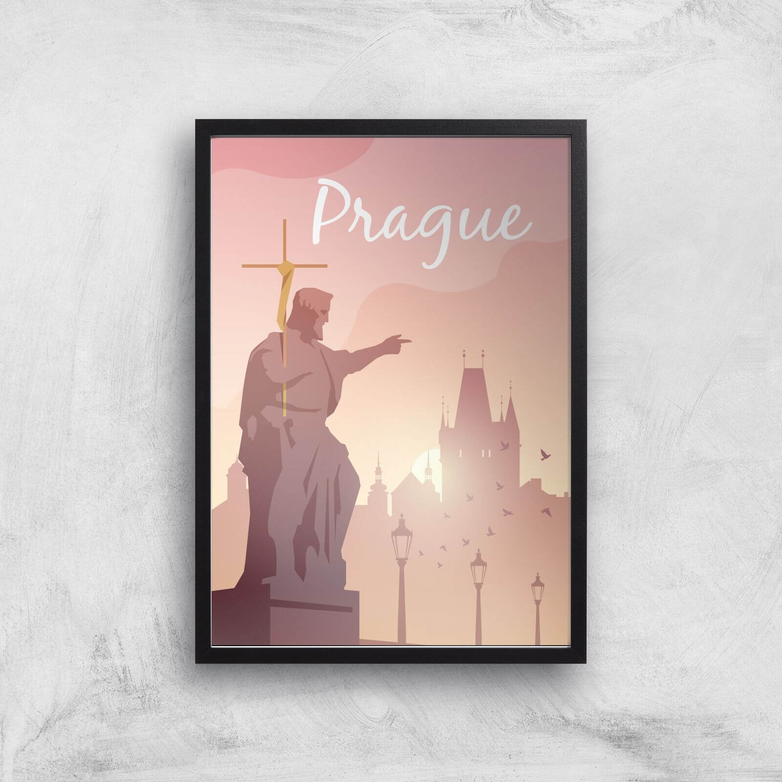 Visit... Prague Giclée Art Print - A2 - Black Frame
