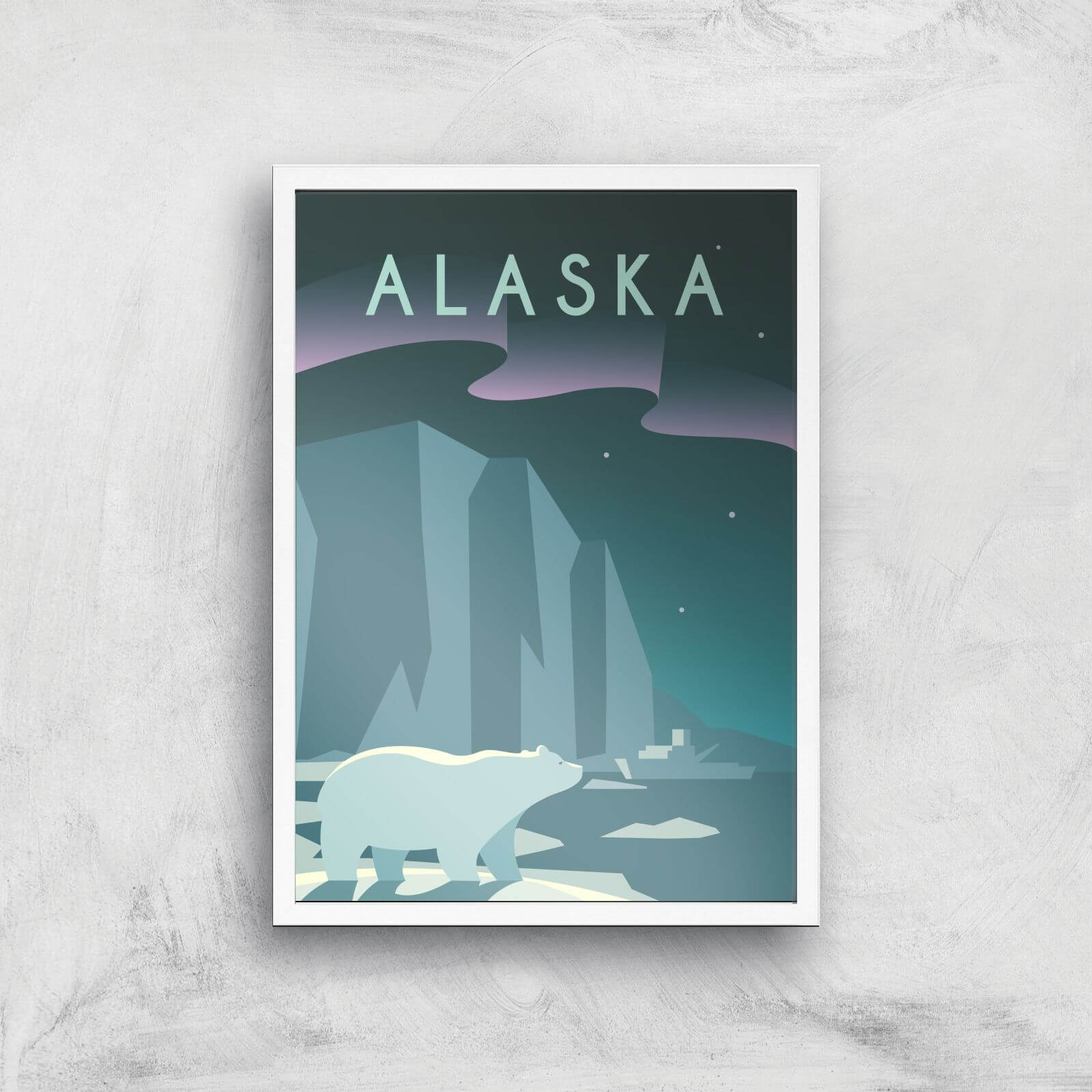 Visit... Alaska Giclée Art Print - A3 - White Frame