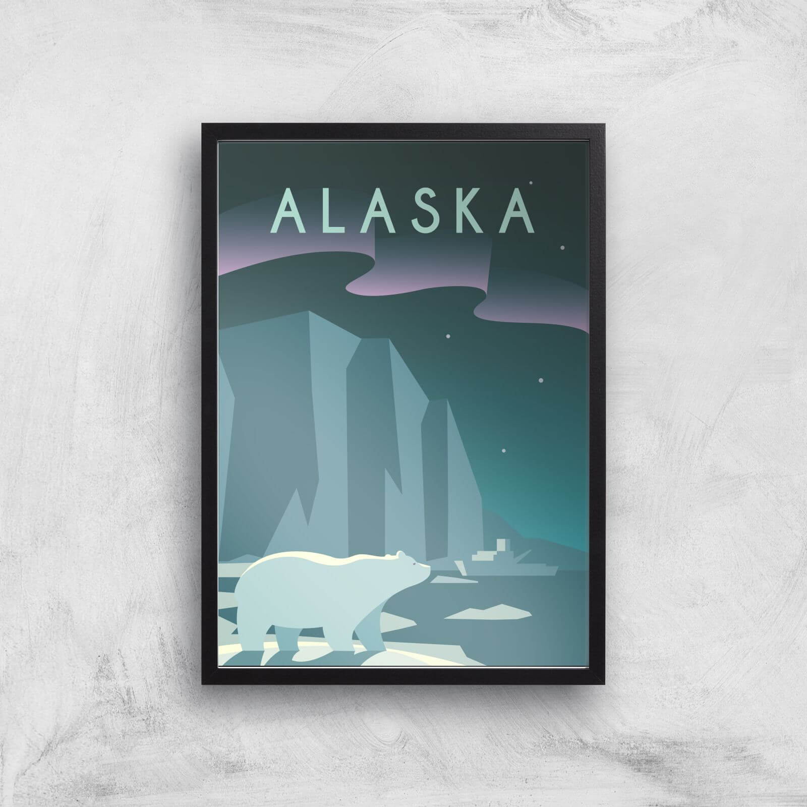 Visit... Alaska Giclée Art Print - A3 - Black Frame