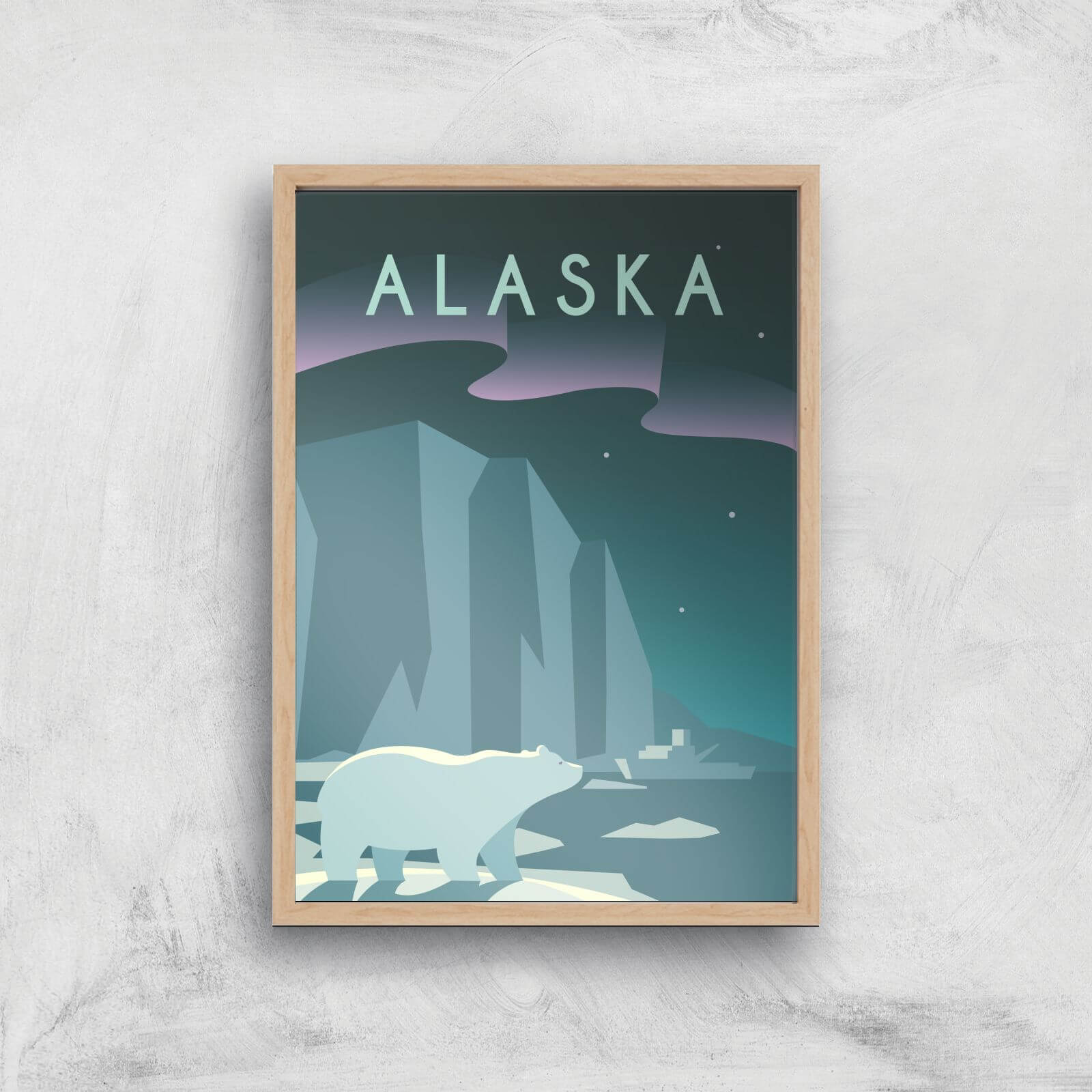 Visit... Alaska Giclée Art Print - A2 - Wooden Frame