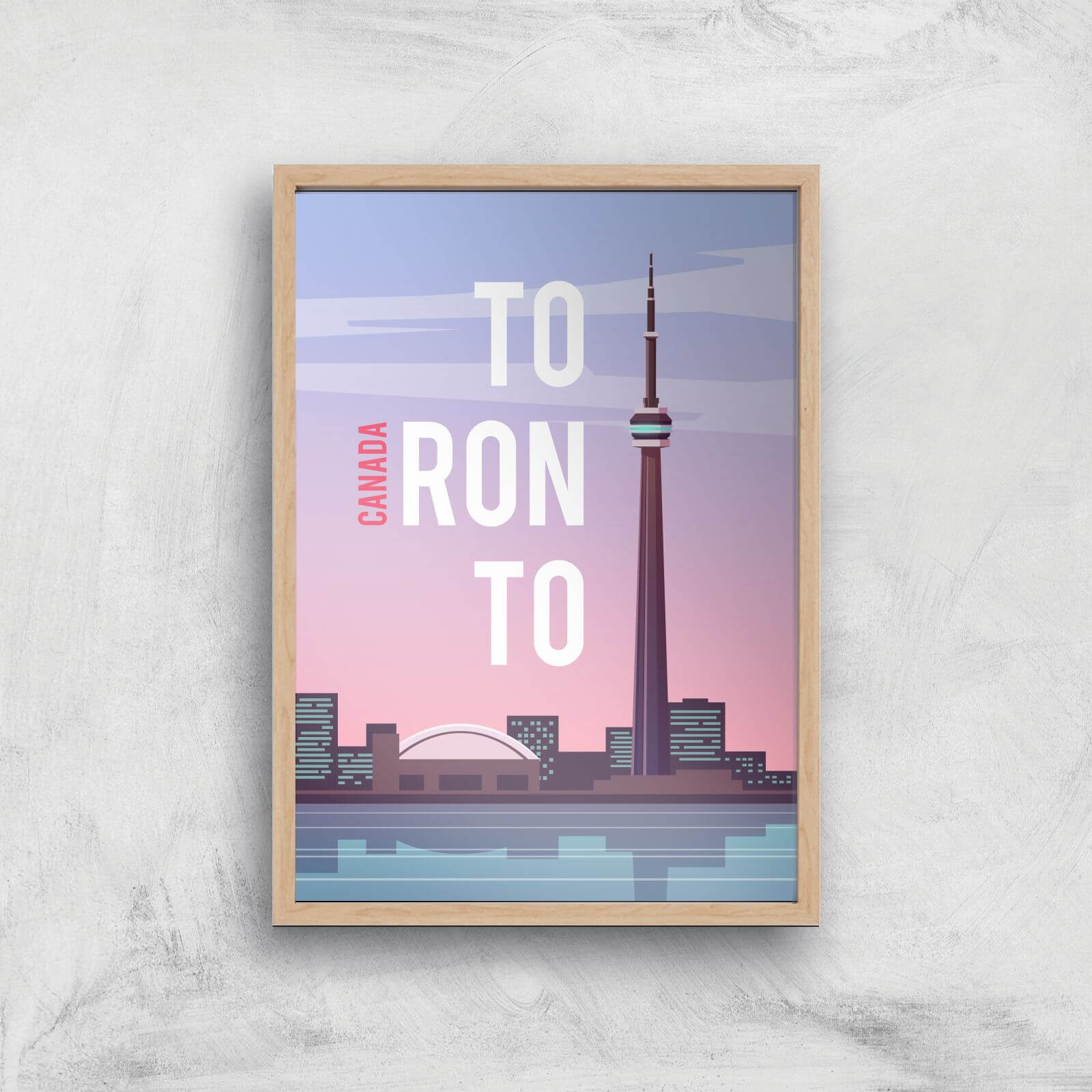Visit... Toronto Giclée Art Print - A4 - Wooden Frame