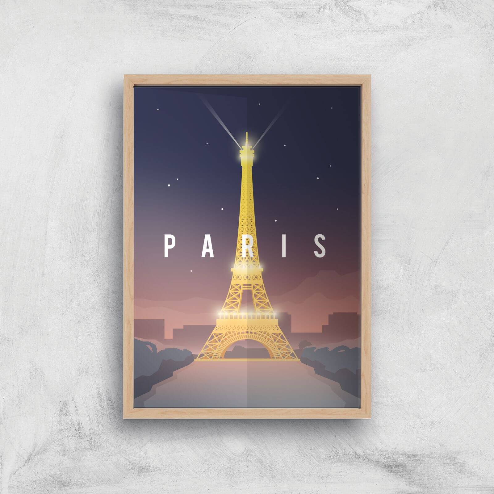 Visit... Paris Giclée Art Print - A4 - Wooden Frame