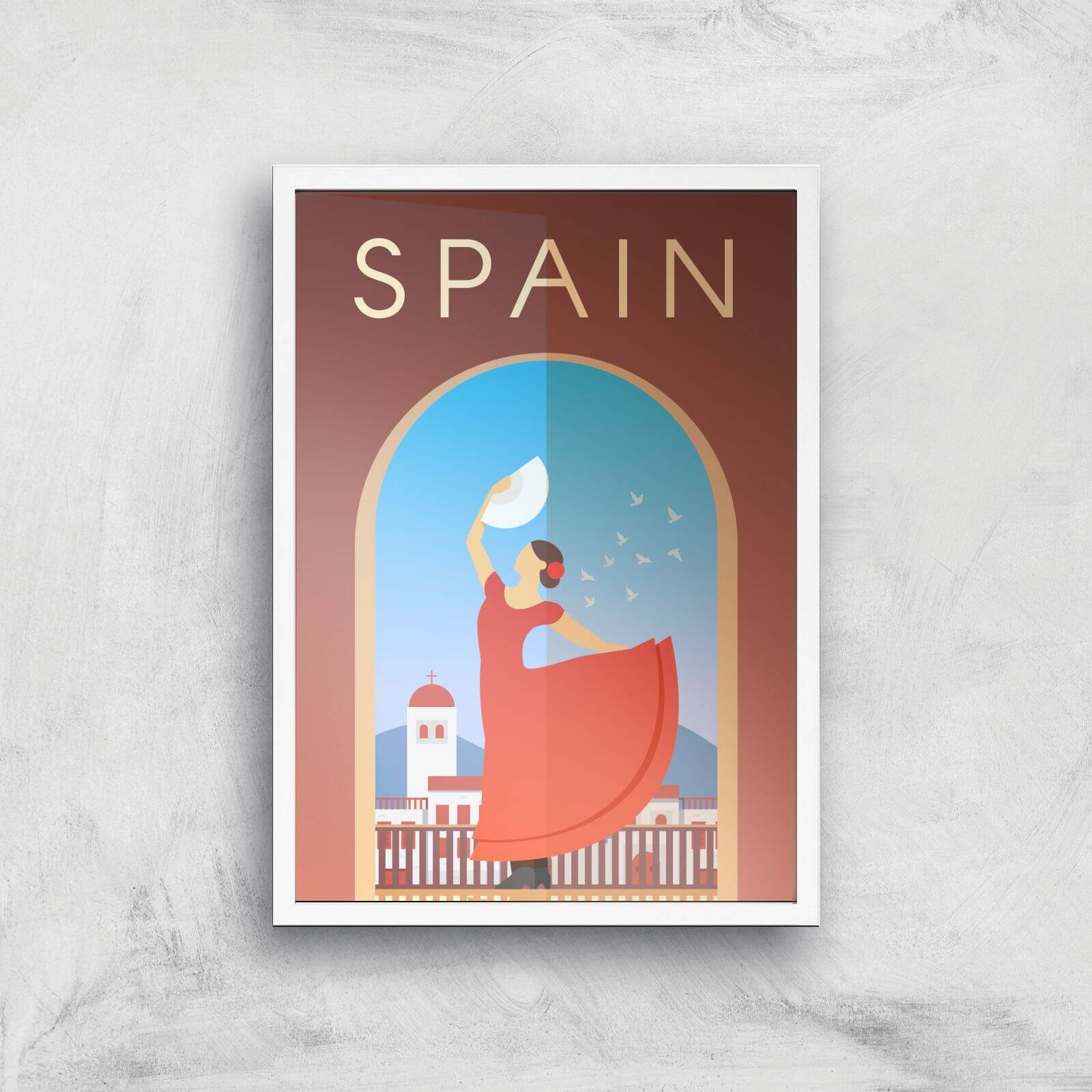 Visit... Spain Giclée Art Print - A3 - White Frame