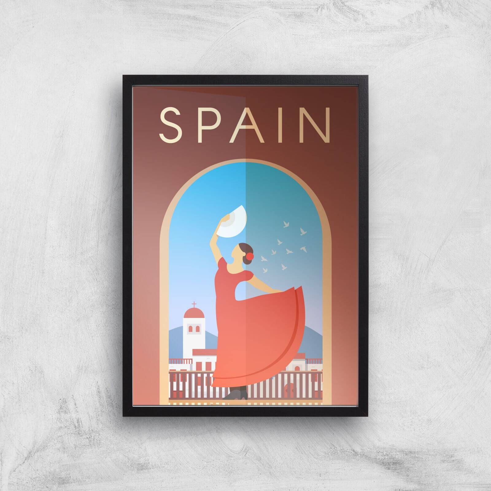 Visit... Spain Giclée Art Print - A2 - Black Frame