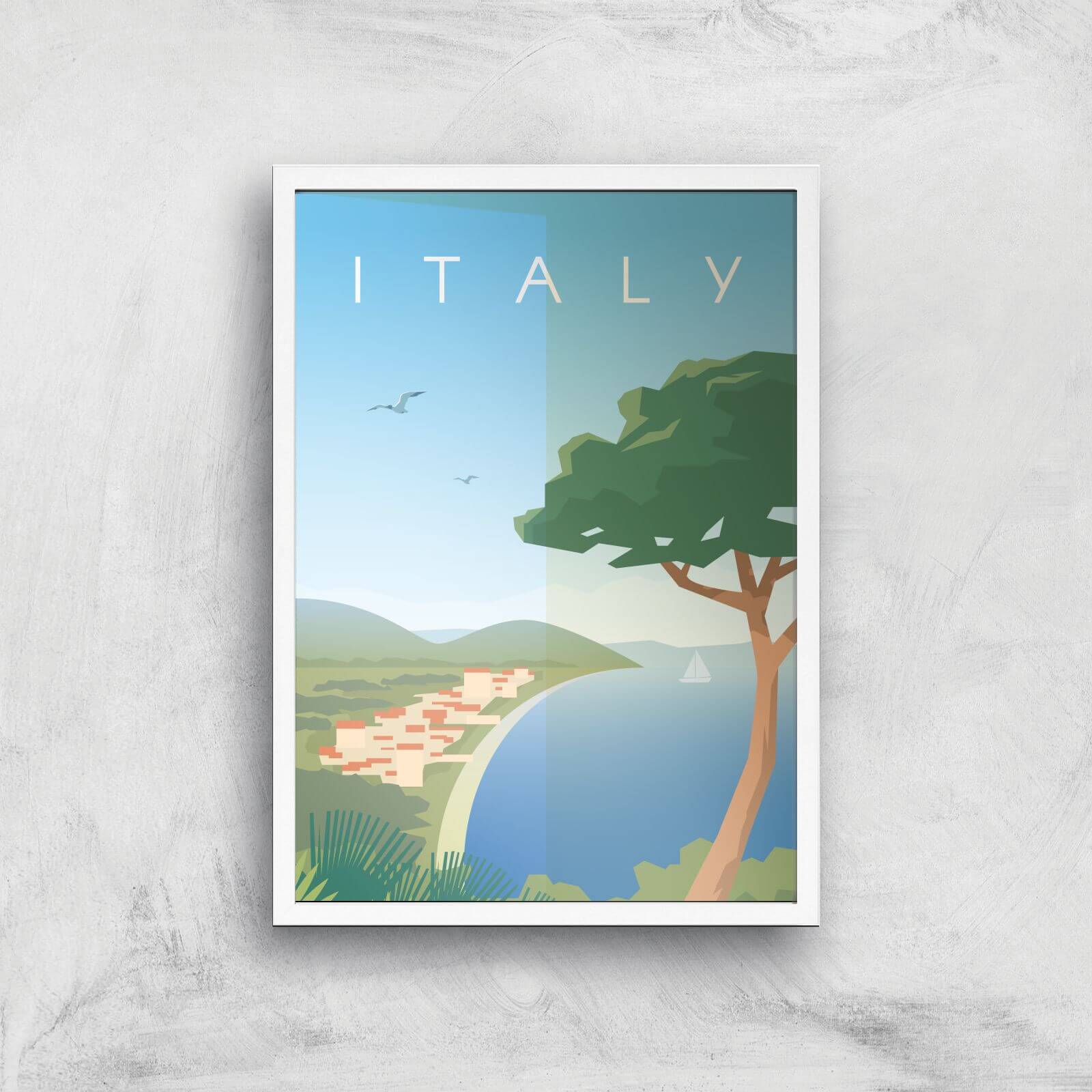 Visit... Italy Giclée Art Print - A3 - White Frame
