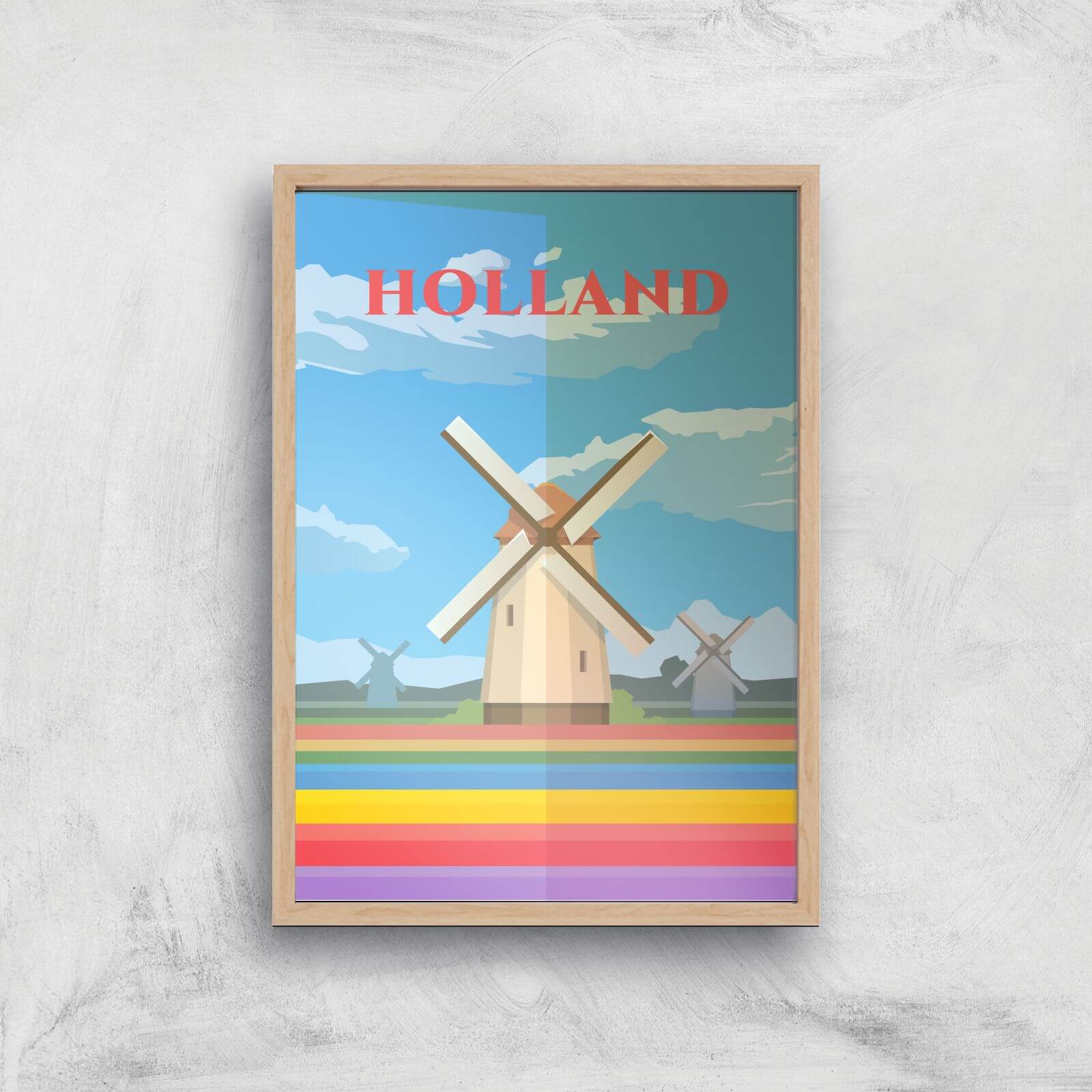 Visit... Holland Giclée Art Print - A3 - Wooden Frame