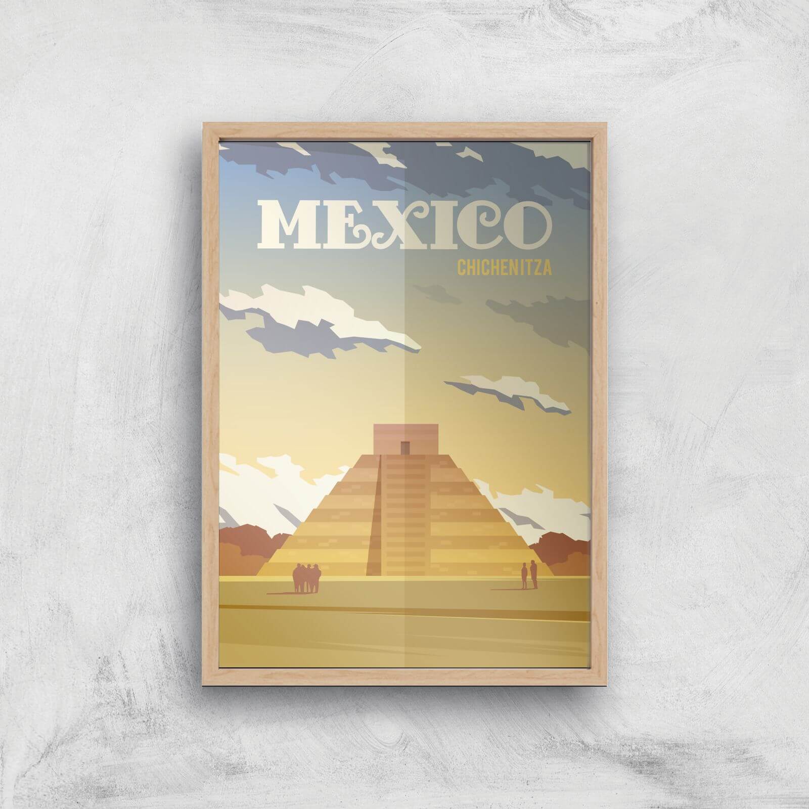 Visit... Mexico Giclée Art Print - A3 - Wooden Frame