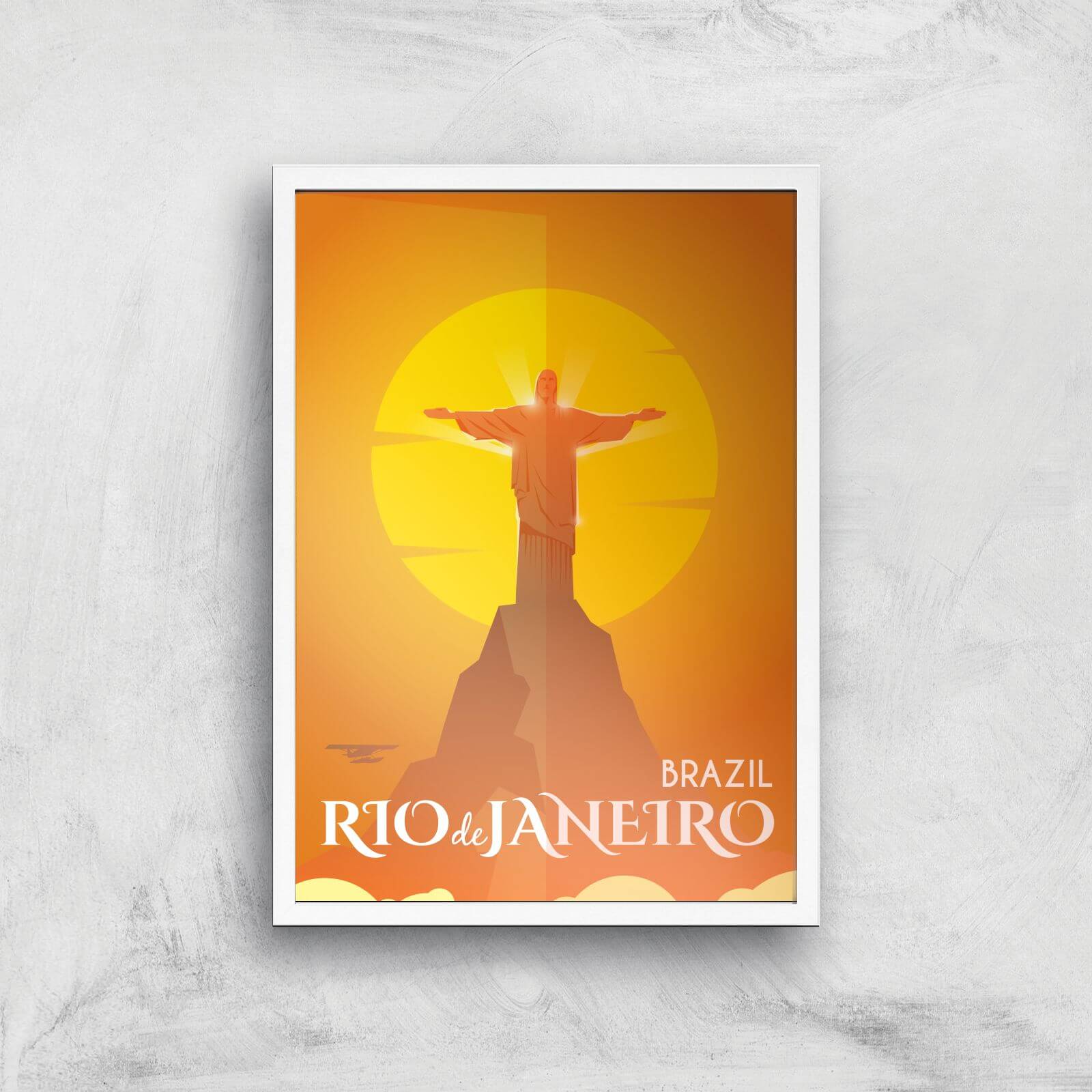 Visit... Rio De Janiero Giclée Art Print - A3 - White Frame
