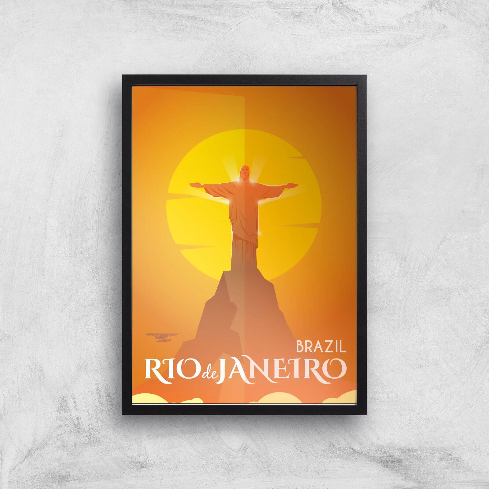 Visit... Rio De Janiero Giclée Art Print - A2 - Black Frame